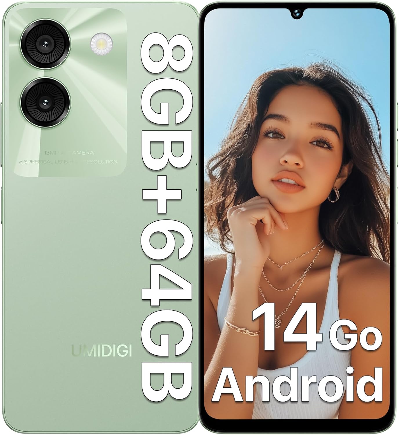 UMIDIGI G9A Cell Phone, Android 14 Go Unlocked Phone, 8GB+64GB/TF 1TB Expend Octa-Core, 4G Dual SIM Card, 3.5mm Headphone Jack Phones 6.75″HD+Display AI Face Unlock Android Phone, 5000mAh, GPS(Green) UMIDIGI G9A Cell Phone, Android 14 Go Unlocked Phone, 8GB+64GB/TF 1TB Expend Octa-Core, 4G Dual SIM Card, 3.5mm Headphone Jack Phones 6.75″HD+Display AI Face Unlock Android Phone, 5000mAh, GPS(Green)
