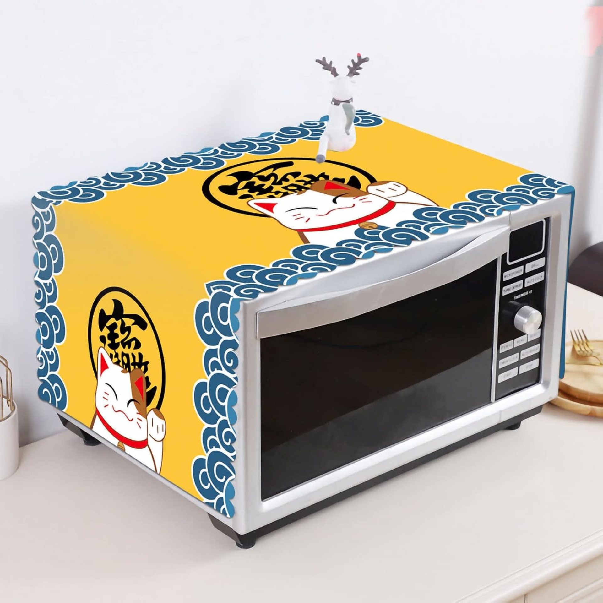 Cyrank Microwave Oven Cover Cute Pattern Dustproof Oil Proof Machine Protector Decorative Kitchen Appliance Cover Nordic Style Simple Parts(04) Cyrank Microwave Oven Cover Cute Pattern Dustproof Oil Proof Machine Protector Decorative Kitchen Appliance Cover Nordic Style Simple Parts(04)
