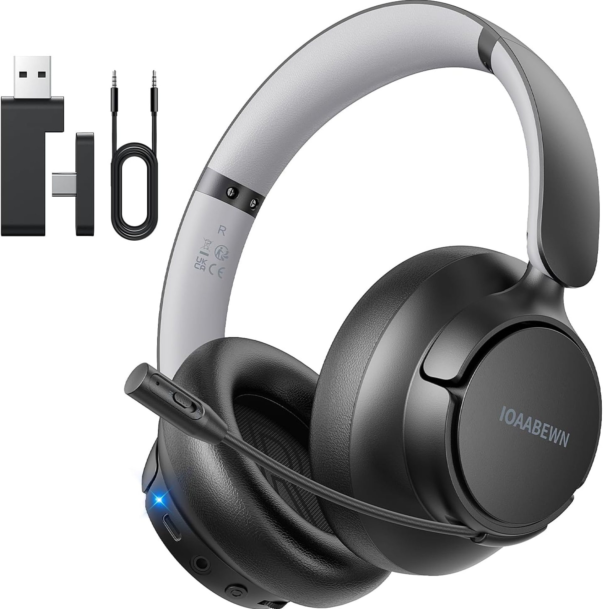 Wireless Gaming Headset for PS5 PS4, 2.4GHz/ 55H Battery Gaming Headsets with Mic for PS5 Headset, Low Latency Bluetooth 5.3 Gaming Headphones for Switch Laptop Phone PC Meeting Grey Wireless Gaming Headset for PS5 PS4, 2.4GHz/ 55H Battery Gaming Headsets with Mic for PS5 Headset, Low Latency Bluetooth 5.3 Gaming Headphones for Switch Laptop Phone PC Meeting Grey