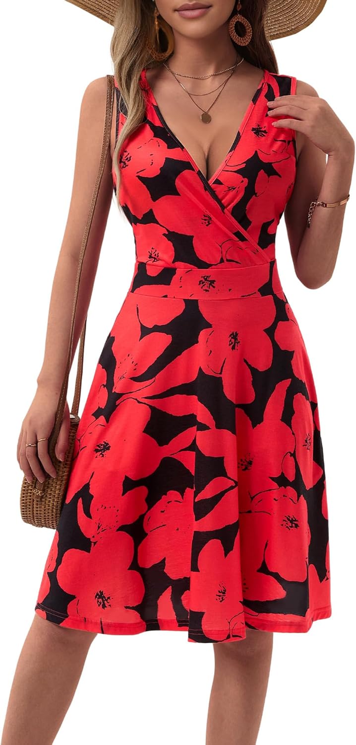 GUBERRY Womens Wrap V Neck Sleeveless Sundress Summer Flare Tank Dress with Pockets … GUBERRY Womens Wrap V Neck Sleeveless Sundress Summer Flare Tank Dress with Pockets …