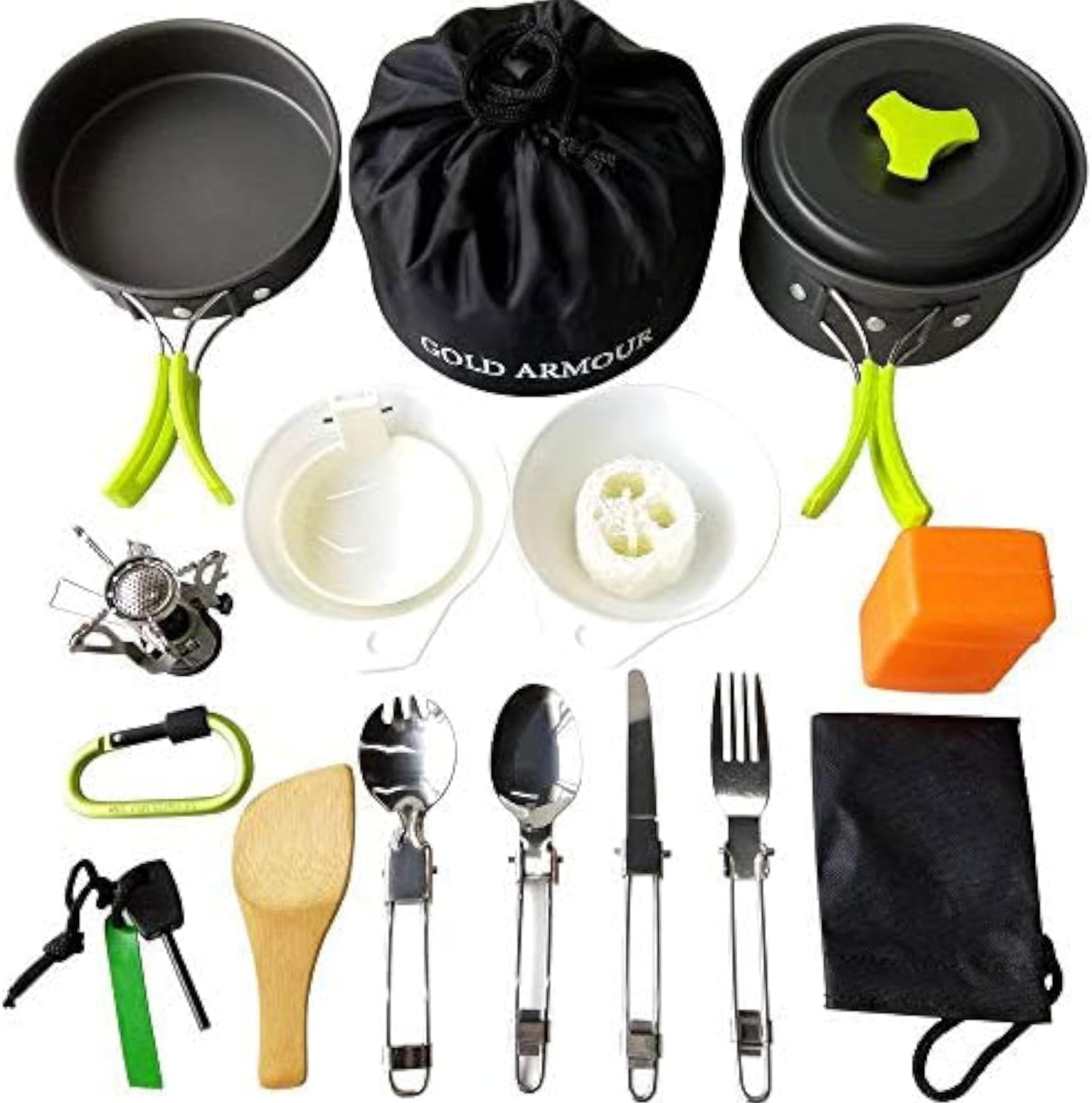 Gold Armour Camping Cookware Mess Kit 17 Pieces Set – Camping Accessories Essentials Kit, Great Camping Gear and Backpacking Gear (Green) Gold Armour Camping Cookware Mess Kit 17 Pieces Set – Camping Accessories Essentials Kit, Great Camping Gear and Backpacking Gear (Green)