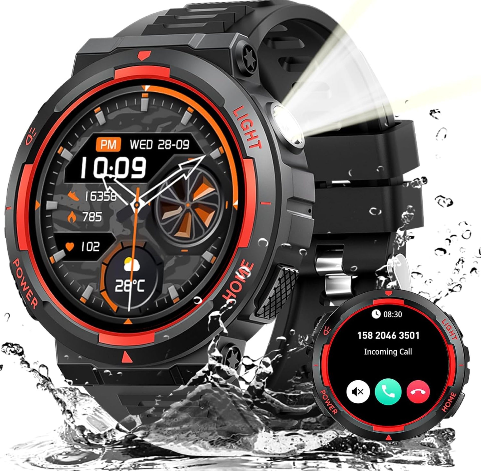 Military Smart Watches for Men (Answer/Make Calls), 1.53″ HD Waterproof Smartwatch with Flashlight, Outdoor Sports Fitness Tracker with 100+ Sports Modes, Heart Rate, Sleep Monitor for iPhone Android Military Smart Watches for Men (Answer/Make Calls), 1.53″ HD Waterproof Smartwatch with Flashlight, Outdoor Sports Fitness Tracker with 100+ Sports Modes, Heart Rate, Sleep Monitor for iPhone Android