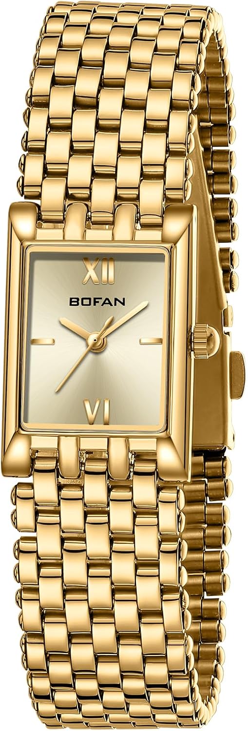 BOFAN Gold Watches for Women Luxury Ladies Quartz Wrist Watch with Stainless Steel Bracelet,Waterproof,Casual Fashion Square Dial.Band Adjustment Tool Included BOFAN Gold Watches for Women Luxury Ladies Quartz Wrist Watch with Stainless Steel Bracelet,Waterproof,Casual Fashion Square Dial.Band Adjustment Tool Included