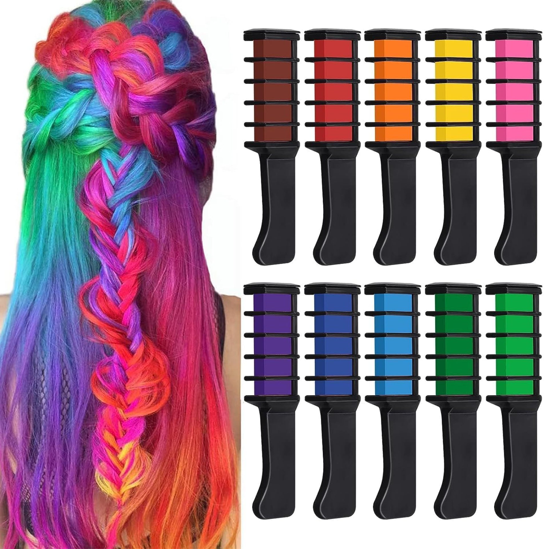 Kalolary 10 Color Temporary Hair Chalk Comb Set, Washable Hair Dye for Girls Kids Gifts on Birthday Cosplay Party for Age 4 5 6 7 8 9 10 12 13 Kalolary 10 Color Temporary Hair Chalk Comb Set, Washable Hair Dye for Girls Kids Gifts on Birthday Cosplay Party for Age 4 5 6 7 8 9 10 12 13