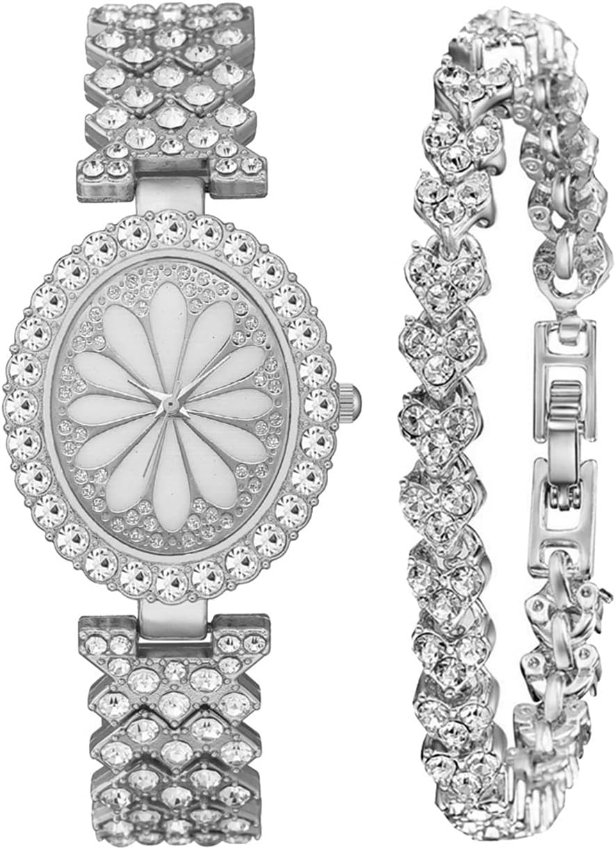 CdyBox Women Luxury Crystal Bracelet Watch Oval Dial Analog Quartz Wristwatch Lady Bangle Jewelry Watches Set CdyBox Women Luxury Crystal Bracelet Watch Oval Dial Analog Quartz Wristwatch Lady Bangle Jewelry Watches Set