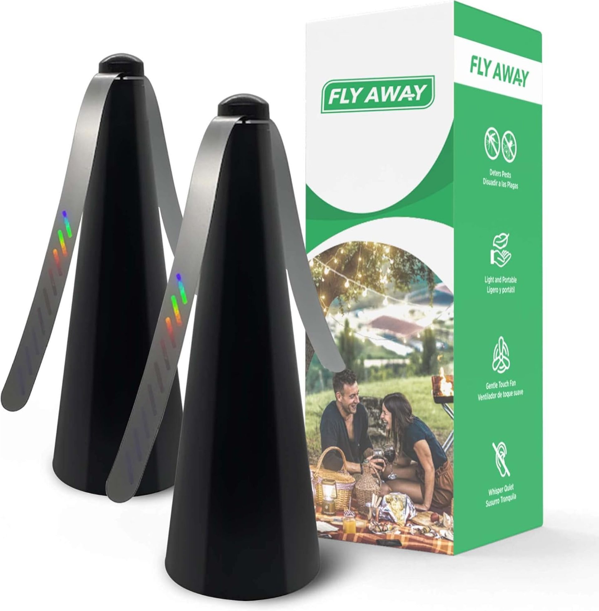 Fly Away – 2 Pack Fly Fans for Tables, Indoor or Outdoor Use, Ideal for Restaurants, BBQs, Events. Deter Flies, Wasps, Bees, Moscas, and Bugs. Battery Operated with Tabletop and Hanging Hook Option. Fly Away – 2 Pack Fly Fans for Tables, Indoor or Outdoor Use, Ideal for Restaurants, BBQs, Events. Deter Flies, Wasps, Bees, Moscas, and Bugs. Battery Operated with Tabletop and Hanging Hook Option.