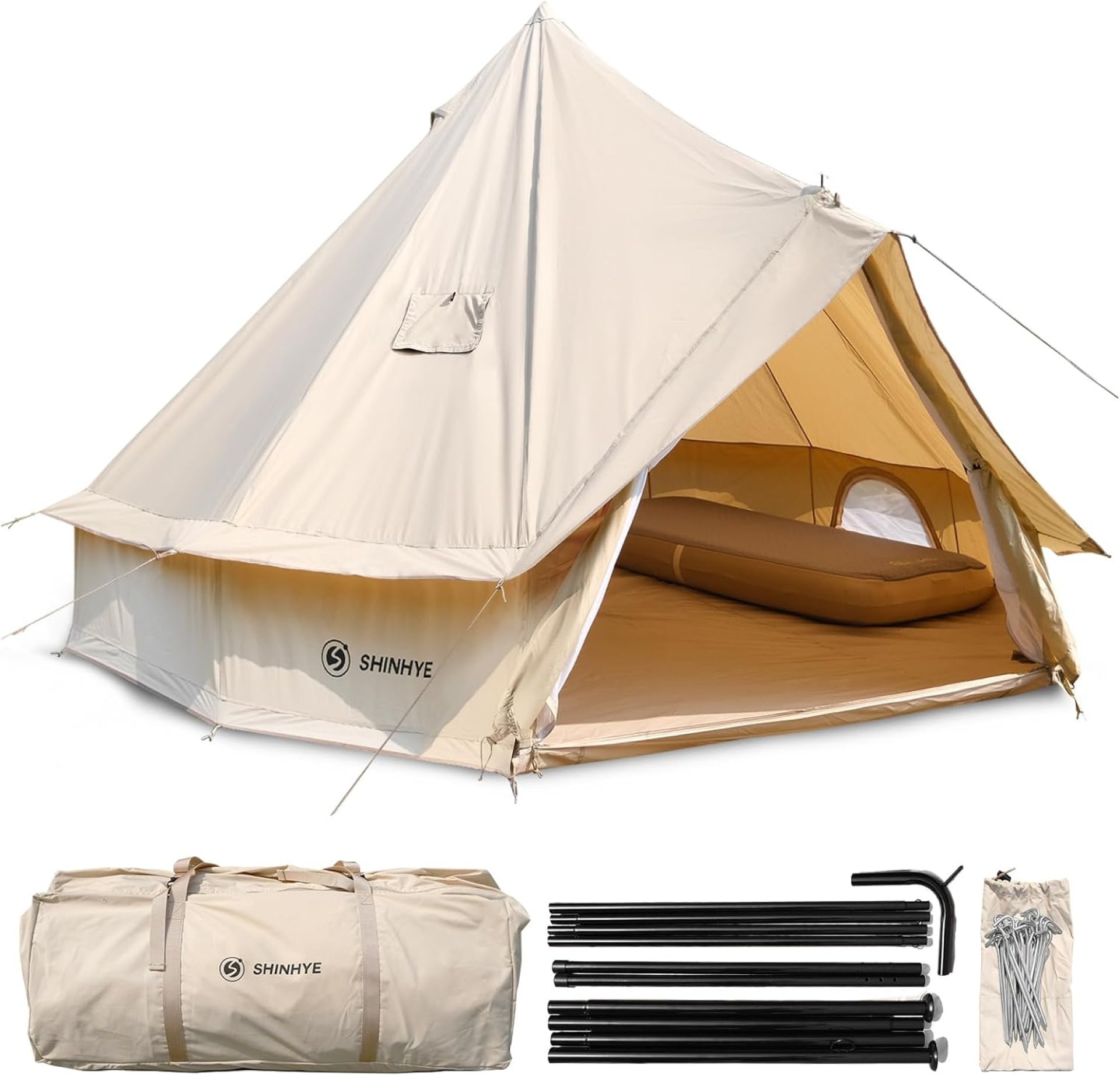 Canvas Tent Bell Tent Glamping Tent, 4 Seasons Yurt Tent for Camping 3M/4M/5M Canvas Tents with Stove Jacks, Dream House Family Camping Outdoor Hunting Party (3M- 9.8FT) Canvas Tent Bell Tent Glamping Tent, 4 Seasons Yurt Tent for Camping 3M/4M/5M Canvas Tents with Stove Jacks, Dream House Family Camping Outdoor Hunting Party (3M- 9.8FT)