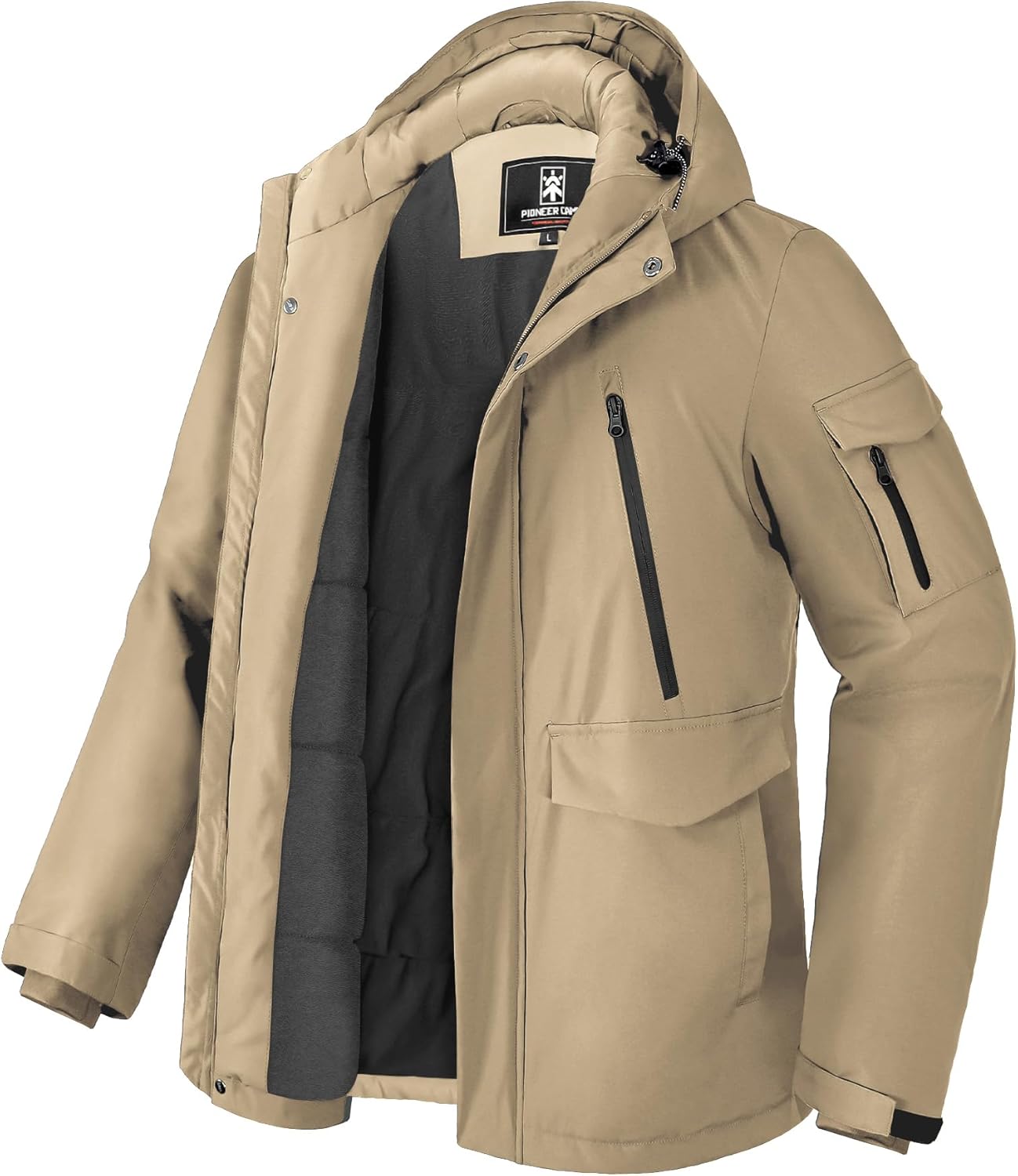 Pioneer Camp Men’s Winter Coat Waterproof Fleece Lined Warm Winter Jacket with 9 Pockets Insulated Windproof Hooded Parka Pioneer Camp Men’s Winter Coat Waterproof Fleece Lined Warm Winter Jacket with 9 Pockets Insulated Windproof Hooded Parka
