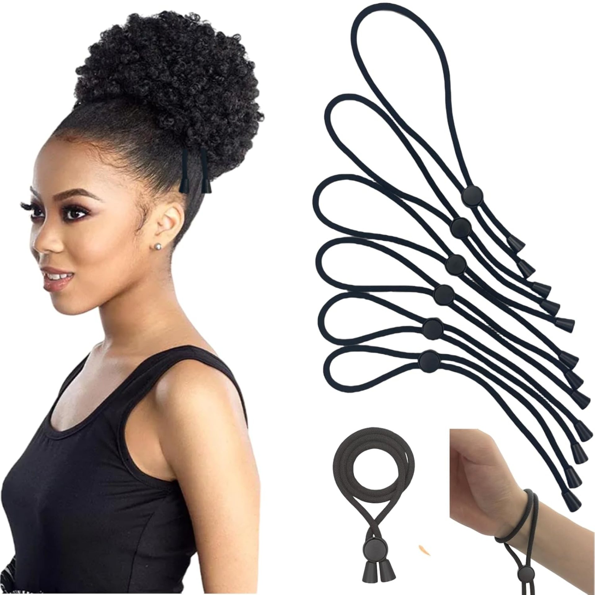 Adjustable Hair Ties for Thick, Curly Hairstyles – Afro Puffs, Ponytails, Locs, Pineapples for Black Women and Girls (Pack of 6) Adjustable Hair Ties for Thick, Curly Hairstyles – Afro Puffs, Ponytails, Locs, Pineapples for Black Women and Girls (Pack of 6)