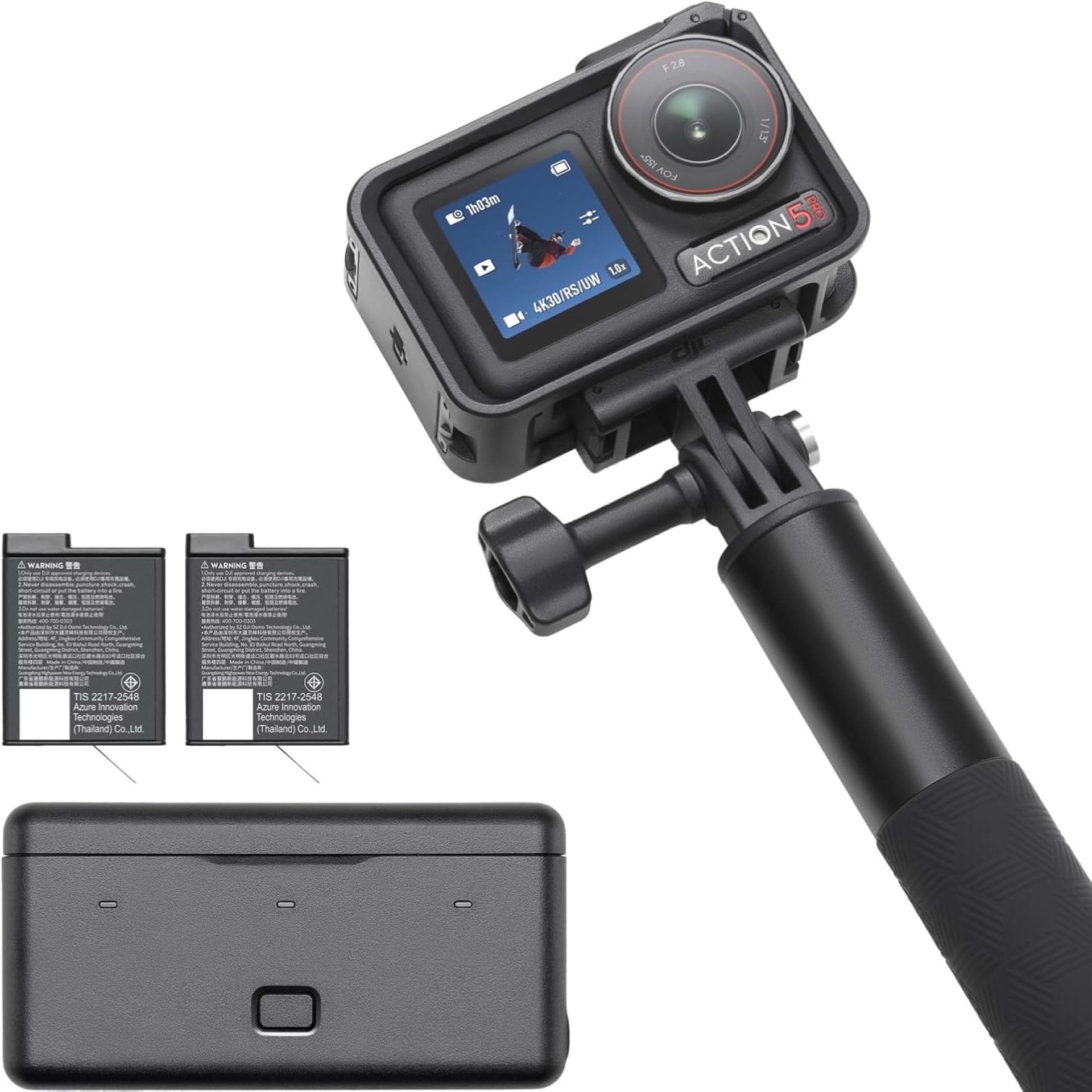 DJI Osmo Action 5 Pro Adventure Combo, Action Camera 4K with 1/1.3″ Sensor, 12h Extended Battery Life with 3 Batteries, Stabilization, Dual OLED Touchscreens, Mini Action Camera for Travel, Vlog DJI Osmo Action 5 Pro Adventure Combo, Action Camera 4K with 1/1.3″ Sensor, 12h Extended Battery Life with 3 Batteries, Stabilization, Dual OLED Touchscreens, Mini Action Camera for Travel, Vlog