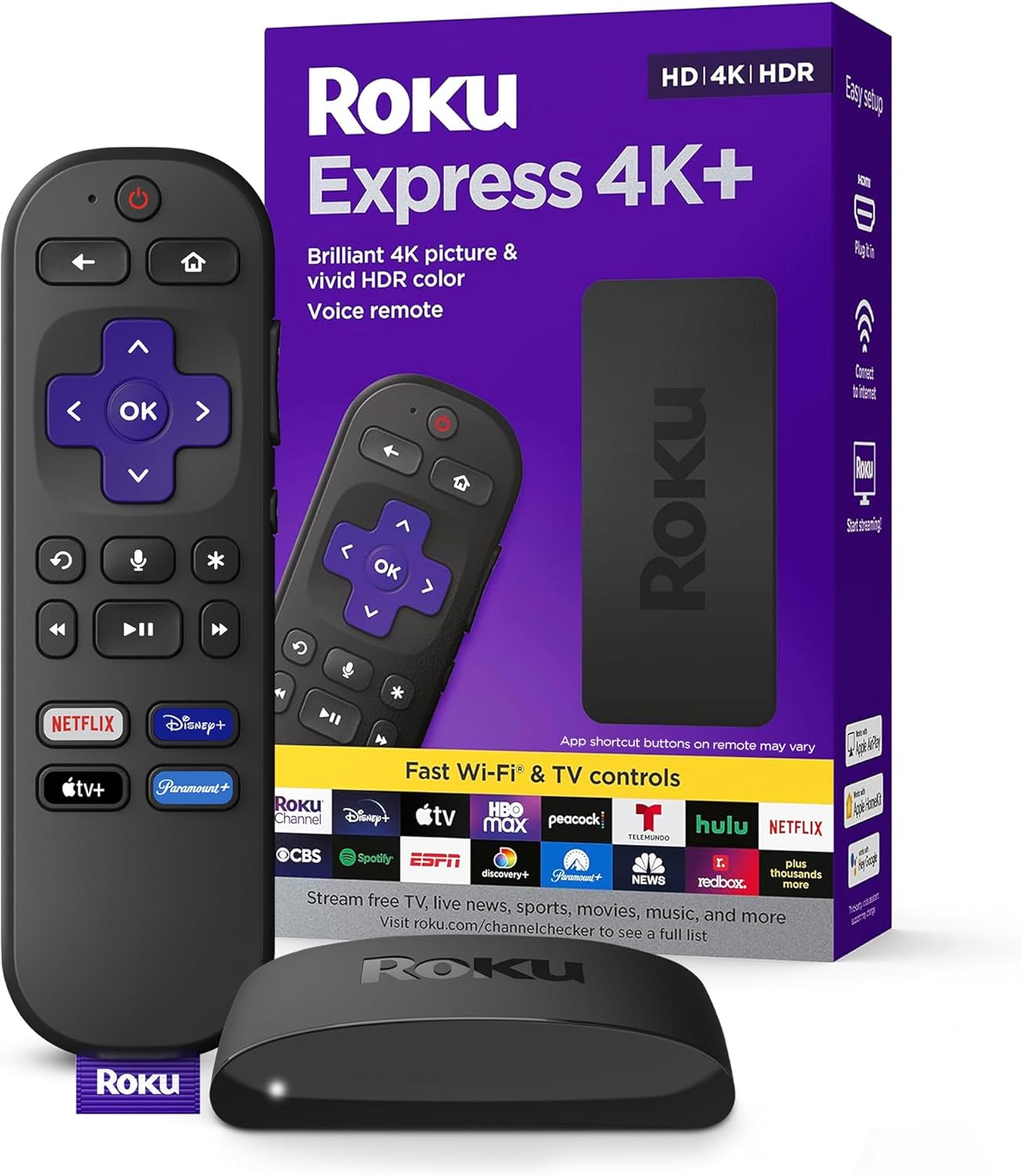 Roku Express 4K+ | Roku Streaming Device 4K/HDR, Roku Voice Remote, Free & Live TV Roku Express 4K+ | Roku Streaming Device 4K/HDR, Roku Voice Remote, Free & Live TV