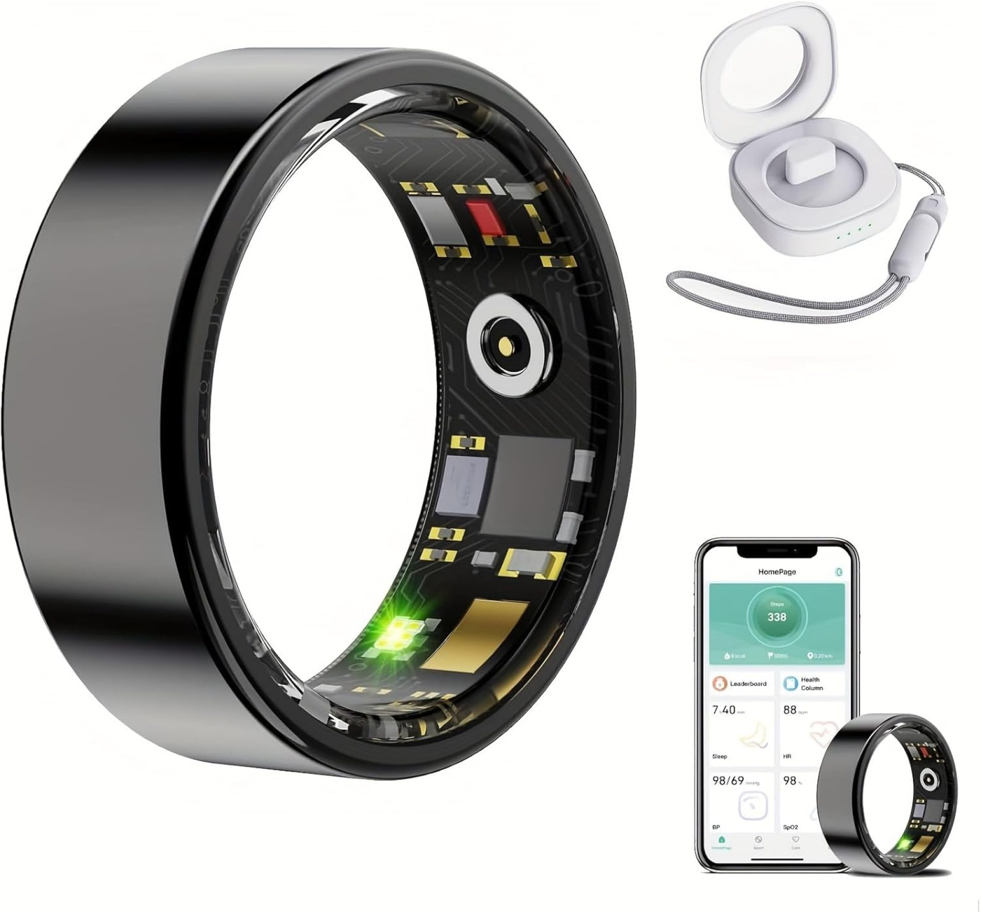 Smart Health Rings for Women Men,Fitness Monitor with Blood Oxygen,Heart Rate,Blood Pressure Tracking,Sleep Tracker,IP68 Waterproof,No Subscription Fee Smart Ring for iphone&Android (Black, #12) Smart Health Rings for Women Men,Fitness Monitor with Blood Oxygen,Heart Rate,Blood Pressure Tracking,Sleep Tracker,IP68 Waterproof,No Subscription Fee Smart Ring for iphone&Android (Black, #12)