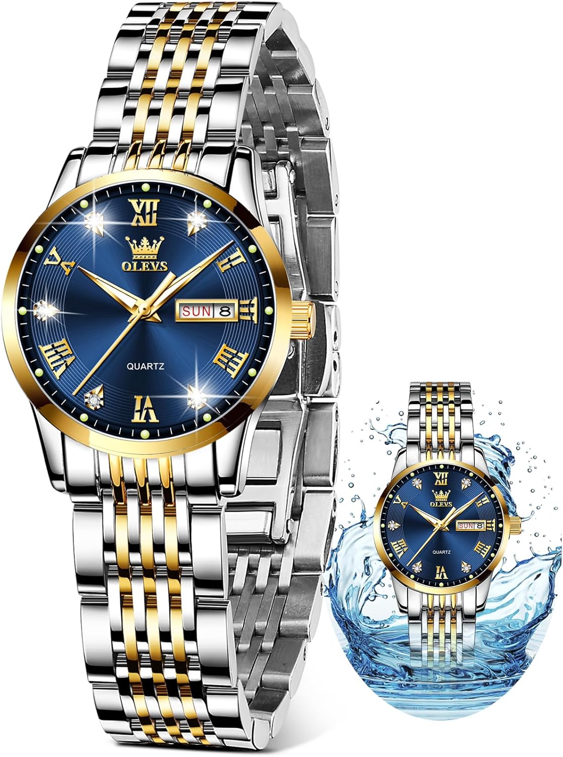 OLEVS Luxury Ladies Watches,Women’s Watch with Day and Date,Female Watch for Small Wrist,Gold Stainless Steel Watches for Women,Easy Read Ladies Wrist Watches Waterproof(Adjustable Strap OLEVS Luxury Ladies Watches,Women’s Watch with Day and Date,Female Watch for Small Wrist,Gold Stainless Steel Watches for Women,Easy Read Ladies Wrist Watches Waterproof(Adjustable Strap