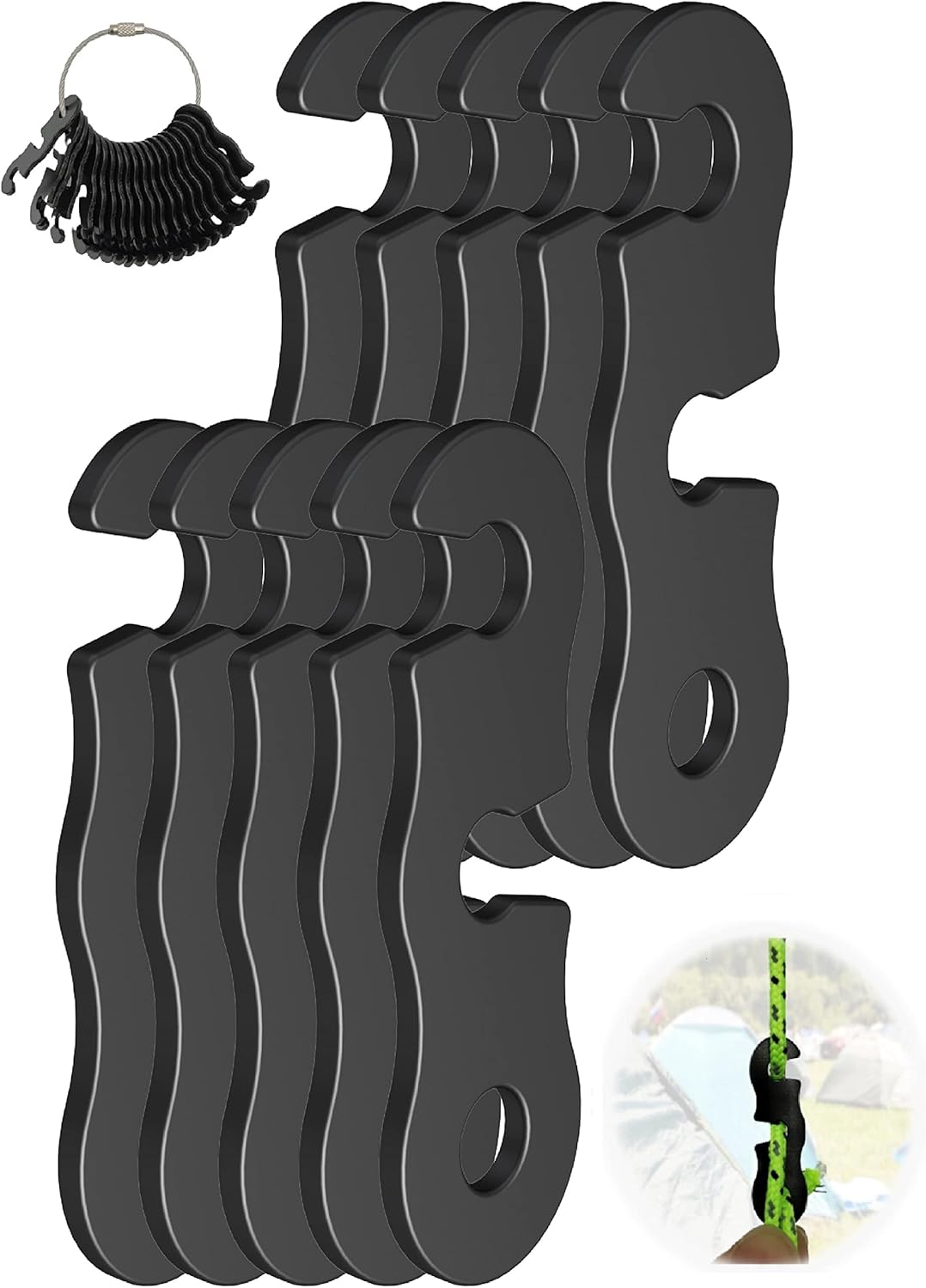 Rope Tensioner Aluminum Alloy Camping Tent Guyline Cord Adjuster Camping of Gear for Camping, Hiking, Backpacking Ultralight Tent Stakes Guy Lines (Black, 10 Pack) Rope Tensioner Aluminum Alloy Camping Tent Guyline Cord Adjuster Camping of Gear for Camping, Hiking, Backpacking Ultralight Tent Stakes Guy Lines (Black, 10 Pack)