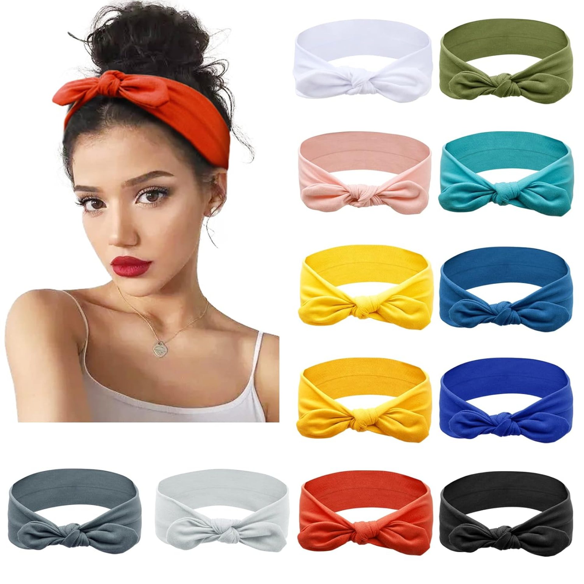 Huachi 12 Pack Bow Headbands for Women Headwraps Hairband Knotted Head Bands Rabbit Ears Stretchy Turban Head Wraps Fashion Sport Cute Hair Accessories Huachi 12 Pack Bow Headbands for Women Headwraps Hairband Knotted Head Bands Rabbit Ears Stretchy Turban Head Wraps Fashion Sport Cute Hair Accessories