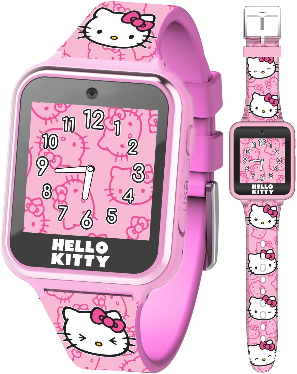 Accutime Hello Kitty Kids Smartwatch – Interactive Touchscreen with 10 Watch Faces, Camera, Games, Alarm, Step Tracker & More – Fun Gift for Girls with Pink Silicone Strap – Fits Wrists 5.5” to 8.0″ Accutime Hello Kitty Kids Smartwatch – Interactive Touchscreen with 10 Watch Faces, Camera, Games, Alarm, Step Tracker & More – Fun Gift for Girls with Pink Silicone Strap – Fits Wrists 5.5” to 8.0″