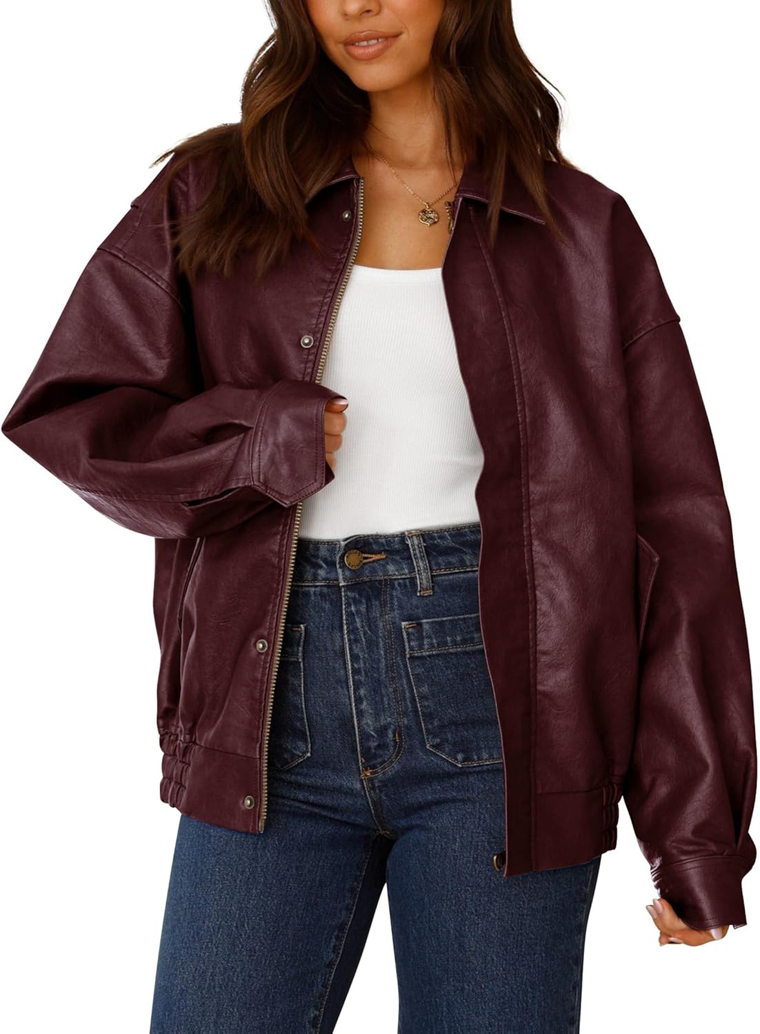 PRETTYGARDEN Women’s Faux Leather Motorcycle Jacket Trendy Fall Spring Clothes Oversized Zip Up Winter Coat Outerwear PRETTYGARDEN Women’s Faux Leather Motorcycle Jacket Trendy Fall Spring Clothes Oversized Zip Up Winter Coat Outerwear