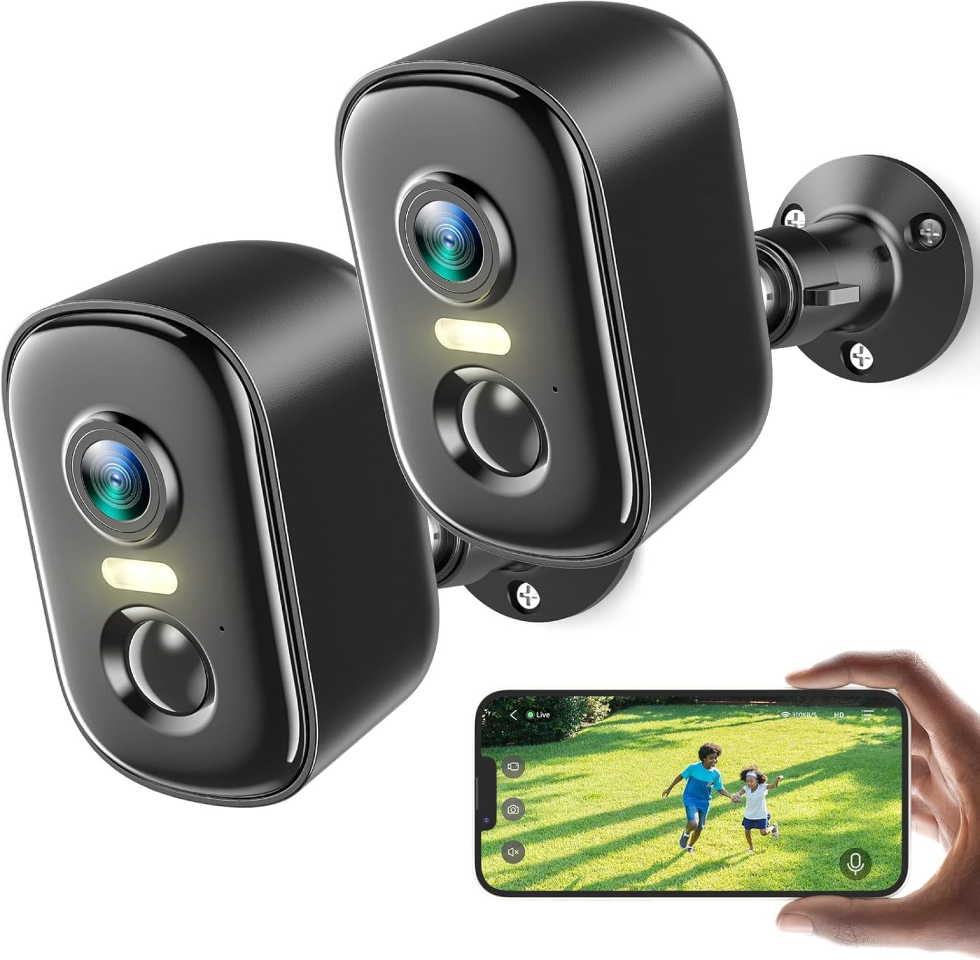 2K Security Cameras Wireless Outdoor, 2 Pack Battery Powered WiFi Cameras for Home Security with AI Motion Detection, Spotlight Color Night Vision, 2-Way Talk, Siren Alarm, IP65, Cloud/SD Storage 2K Security Cameras Wireless Outdoor, 2 Pack Battery Powered WiFi Cameras for Home Security with AI Motion Detection, Spotlight Color Night Vision, 2-Way Talk, Siren Alarm, IP65, Cloud/SD Storage