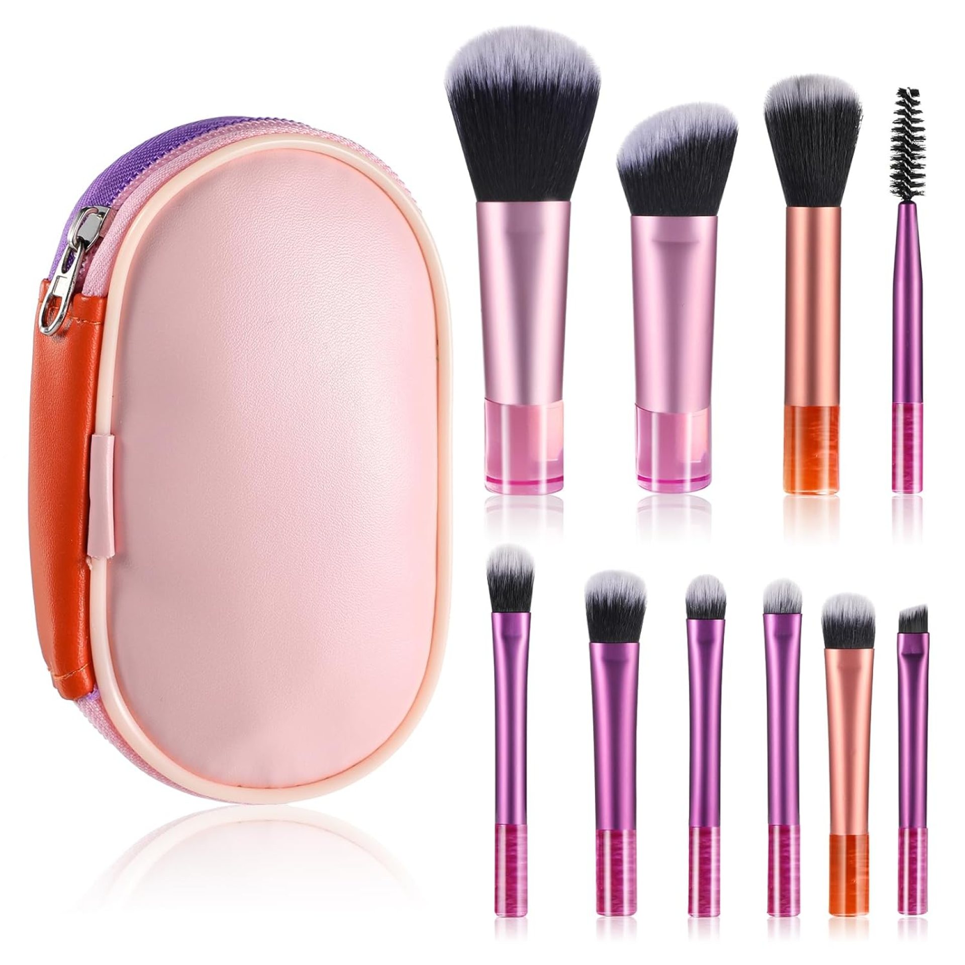 10 Pcs Travel Makeup Brush Set Travel Size Mini Makeup Brushes With Pack Make Up Brushes Portable Small Eyeshadow Foundation Shadow Contour Blush Concealer Brush Colorful Pink 10 Pcs Travel Makeup Brush Set Travel Size Mini Makeup Brushes With Pack Make Up Brushes Portable Small Eyeshadow Foundation Shadow Contour Blush Concealer Brush Colorful Pink
