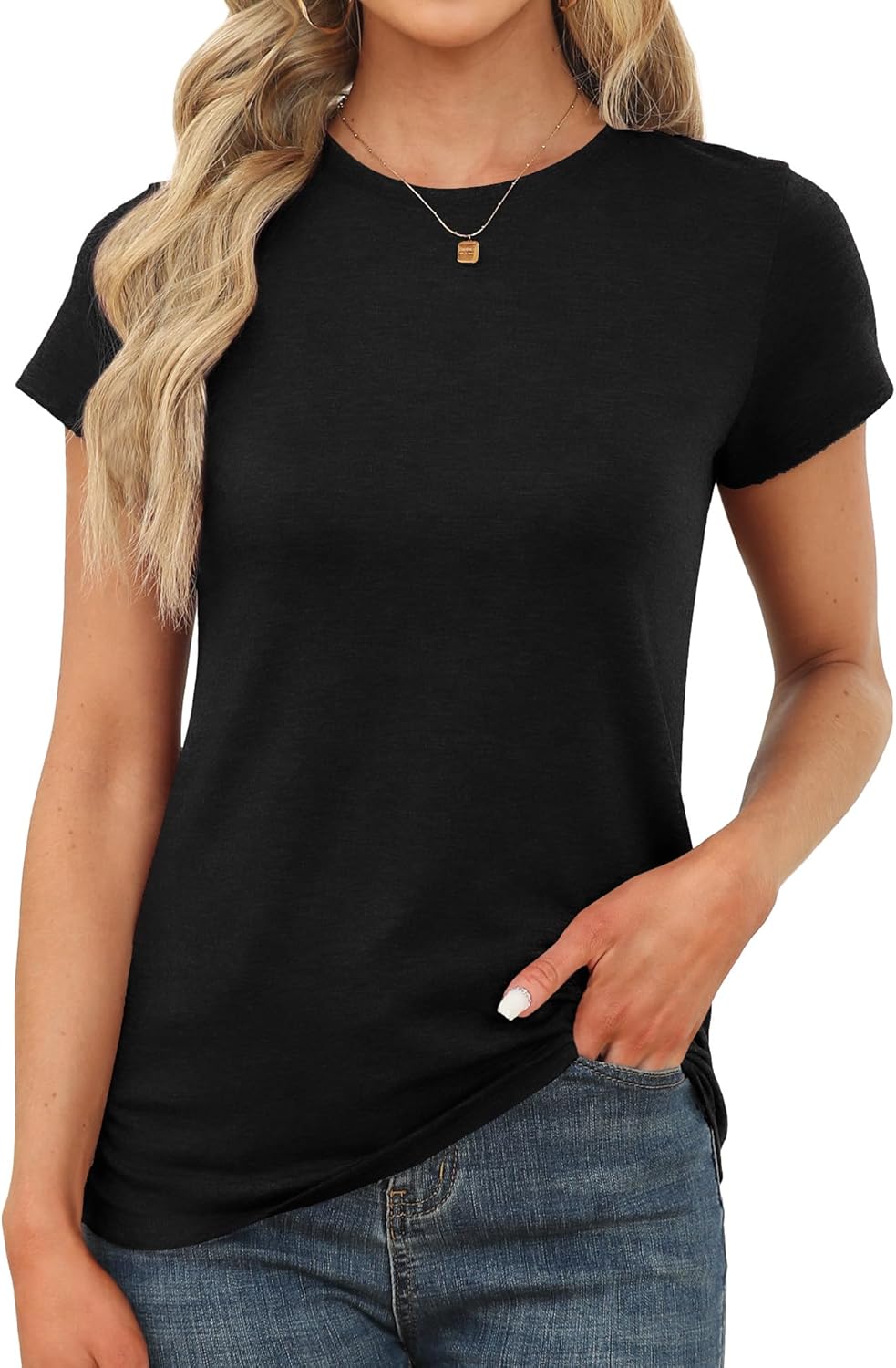 Memorose Womens Short Sleeve Tops Summer T Shirts Round Neck Causal Fashion Basic Tee Memorose Womens Short Sleeve Tops Summer T Shirts Round Neck Causal Fashion Basic Tee