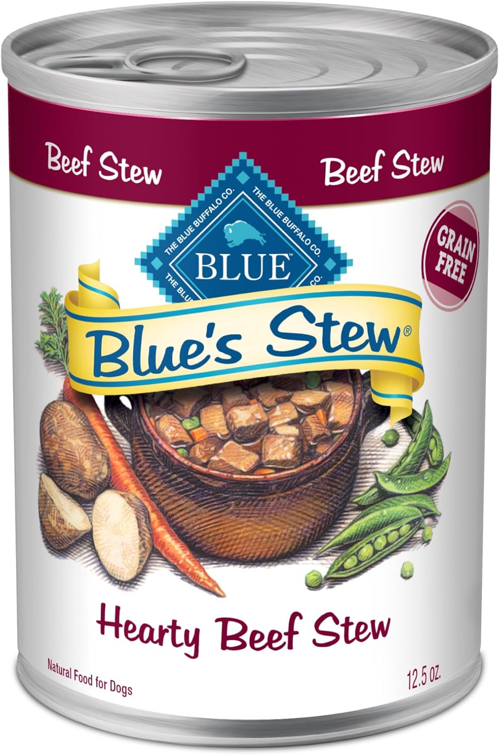 Blue Buffalo Blue’s Stew Grain-Free Wet Dog Food, Made with Natural Ingredients, Hearty Beef Stew, 12.5-oz. Cans (12 Count) Blue Buffalo Blue’s Stew Grain-Free Wet Dog Food, Made with Natural Ingredients, Hearty Beef Stew, 12.5-oz. Cans (12 Count)