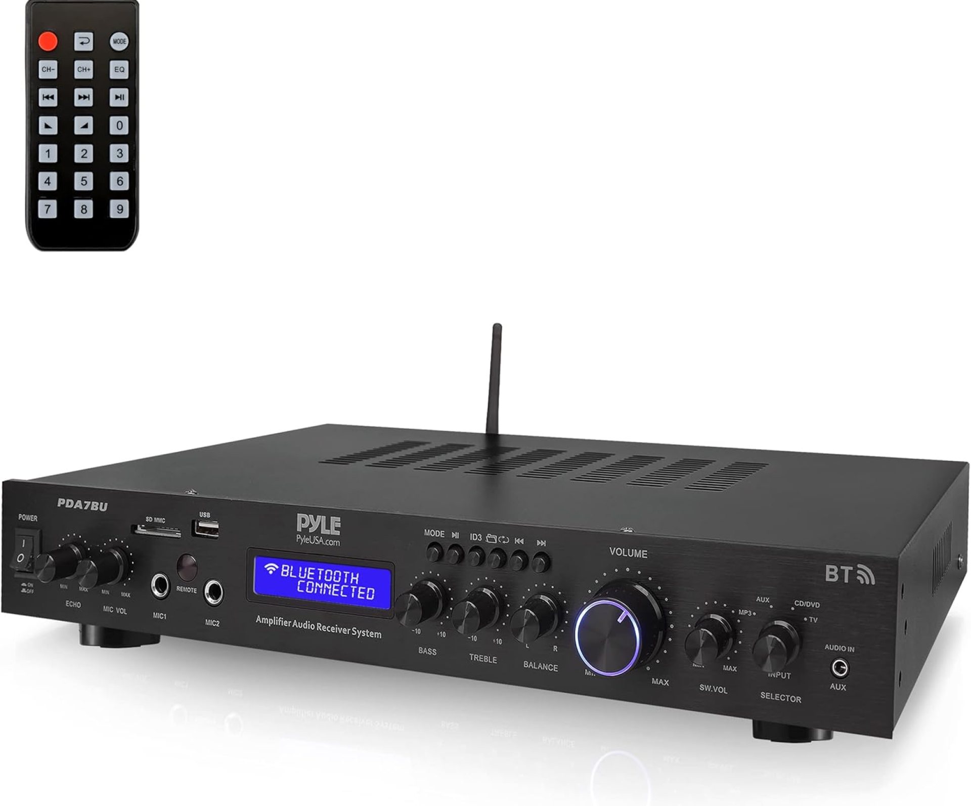 Pyle 5 Channel Rack Mount Bluetooth Receiver, Home Theater Amp, Speaker Amplifier, Bluetooth Wireless Streaming, MP3/USB/SD/AUX/FM Radio, 200 Watt, with Digital ID3 LCD Display, Black – PDA7BU Pyle 5 Channel Rack Mount Bluetooth Receiver, Home Theater Amp, Speaker Amplifier, Bluetooth Wireless Streaming, MP3/USB/SD/AUX/FM Radio, 200 Watt, with Digital ID3 LCD Display, Black – PDA7BU