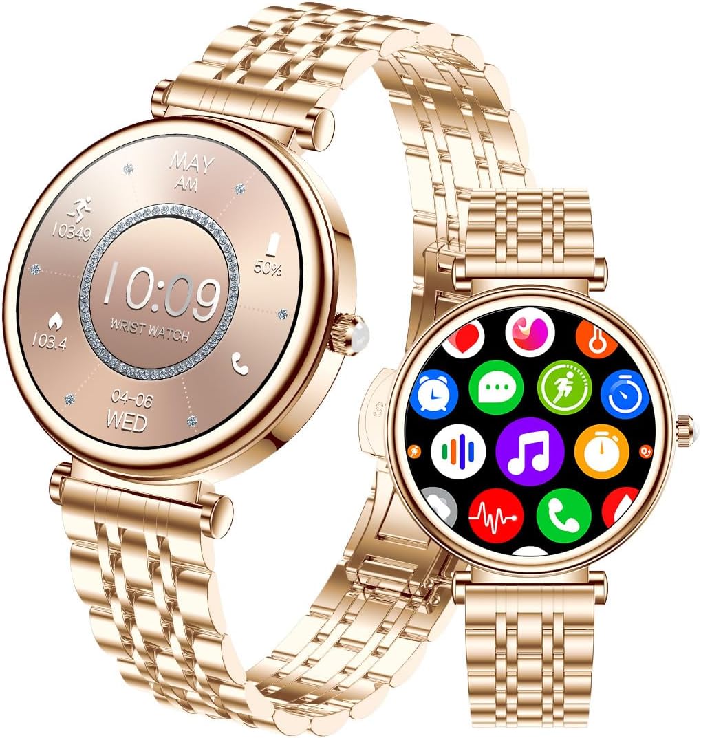 Smart Watch for Women 1.27″ Color Screen Waterproof Fitness Activity Tracker Rose Gold Women’s Smart Watch with Heart Rate Sleep Monitor for Android and iOS (Rose Gold Steel RT-i109) Smart Watch for Women 1.27″ Color Screen Waterproof Fitness Activity Tracker Rose Gold Women’s Smart Watch with Heart Rate Sleep Monitor for Android and iOS (Rose Gold Steel RT-i109)