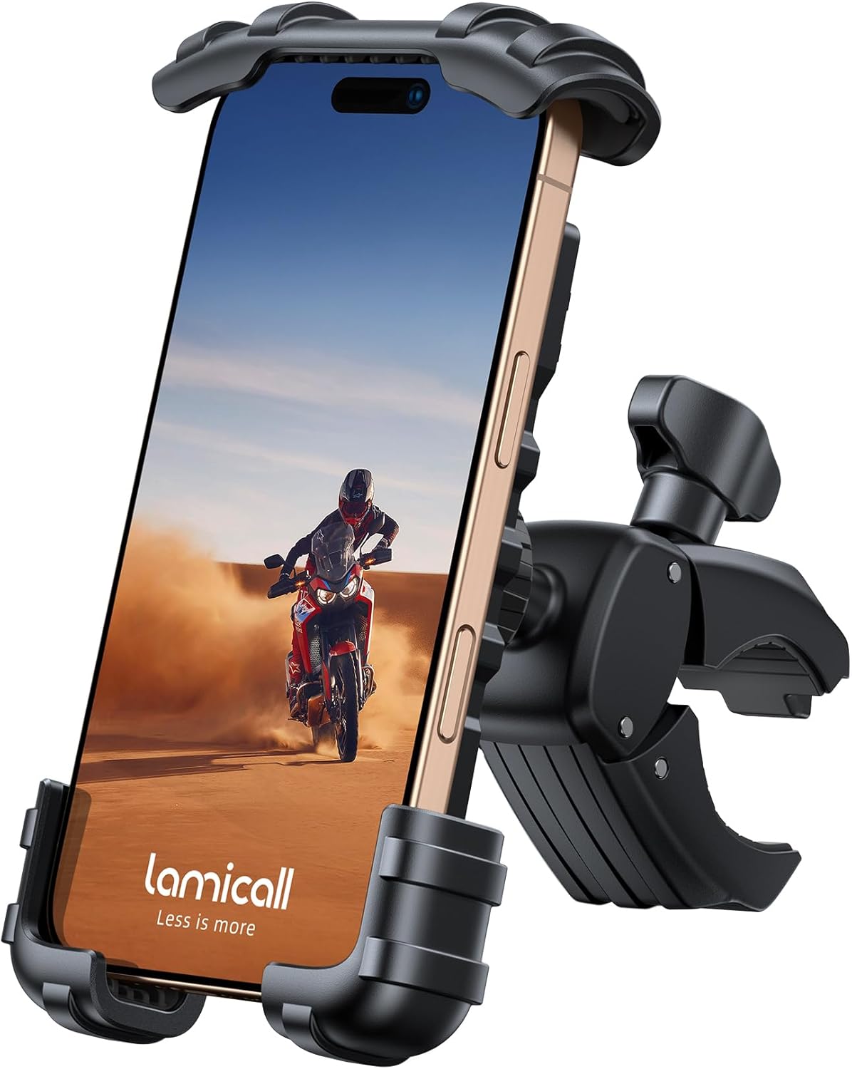 Lamicall Bike Phone Holder Mount – Motorcycle Handlebar Phone Mount Clamp, One Hand Operation, ATV Scooter Phone Clip for iPhone 16/15 Pro Max / 14 Plus, Galaxy S10 and 4.7-6.8″ Cellphone, Black Lamicall Bike Phone Holder Mount – Motorcycle Handlebar Phone Mount Clamp, One Hand Operation, ATV Scooter Phone Clip for iPhone 16/15 Pro Max / 14 Plus, Galaxy S10 and 4.7-6.8″ Cellphone, Black