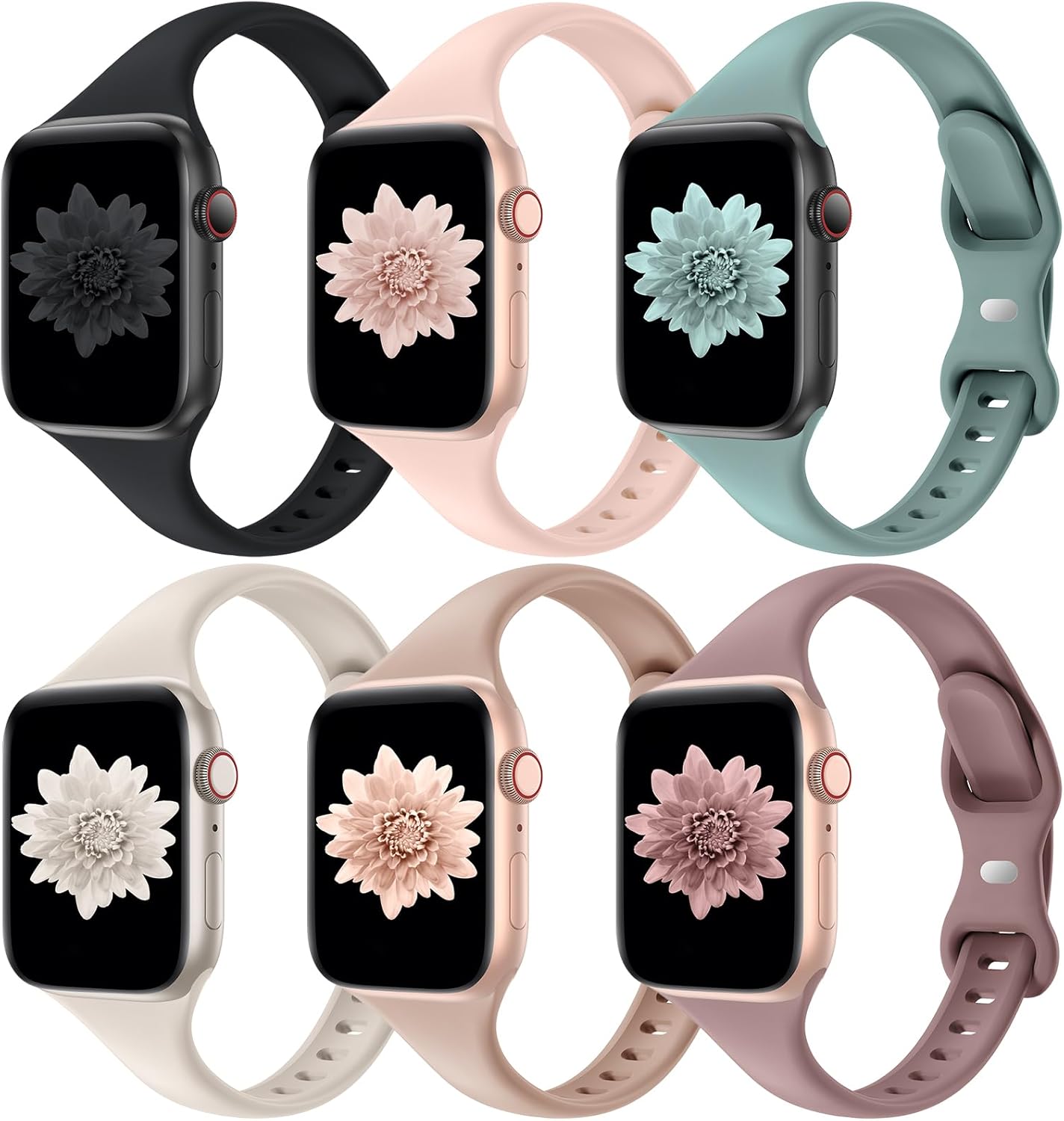 6 Pack Thin Slim Bands Compatible with Apple Watch 38mm 40mm 41mm 42mm 44mm 45mm 46mm 49mm Women Men, Replacement Soft Silicone Sport Strap for iWatch Series 10/9/8/7/6/5/4/3/2/1 Ultra SE 6 Pack Thin Slim Bands Compatible with Apple Watch 38mm 40mm 41mm 42mm 44mm 45mm 46mm 49mm Women Men, Replacement Soft Silicone Sport Strap for iWatch Series 10/9/8/7/6/5/4/3/2/1 Ultra SE