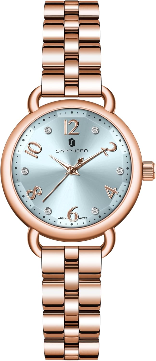 SAPPHERO Watches for Women Luxury Ladies Watches Women’s Bracelet Watch Small Stainless Steel Analog Numerical 5ATM Waterproof Wrist Watch for Women,Goldblue SAPPHERO Watches for Women Luxury Ladies Watches Women’s Bracelet Watch Small Stainless Steel Analog Numerical 5ATM Waterproof Wrist Watch for Women,Goldblue