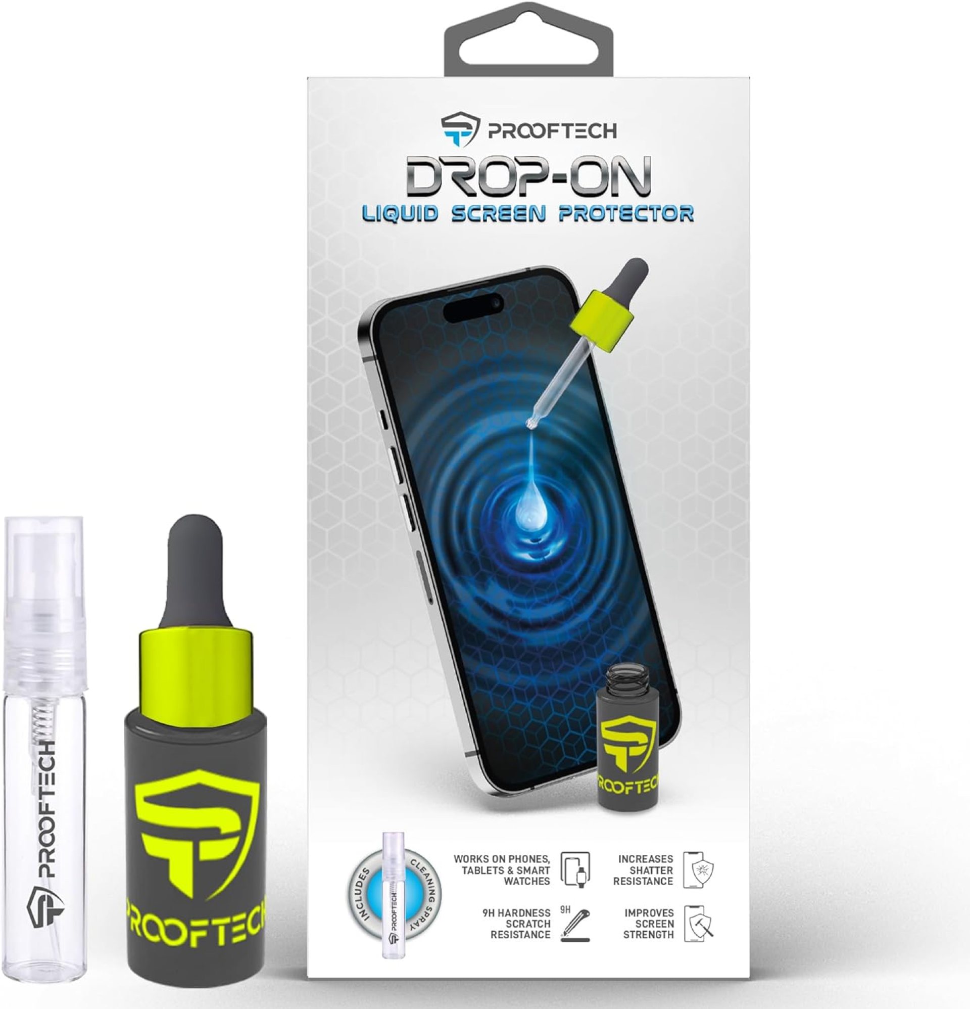 Drop ON Liquid Glass Screen Protector for up to 10 Devices – Wipe On Scratch and Crack Resistant Nano Protection for All Phones Tablets Smart Watches Universal Drop ON Liquid Glass Screen Protector for up to 10 Devices – Wipe On Scratch and Crack Resistant Nano Protection for All Phones Tablets Smart Watches Universal