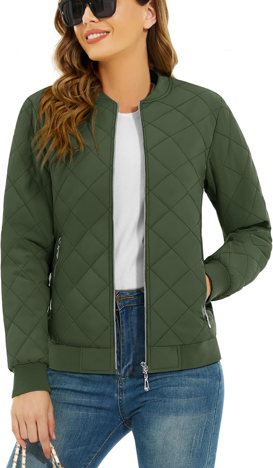 TACVASEN Women’s Diamond Quilted Jackets Lightweight Casual Bomber Jacket Warm Winter Coats Full Zip with Pockets TACVASEN Women’s Diamond Quilted Jackets Lightweight Casual Bomber Jacket Warm Winter Coats Full Zip with Pockets