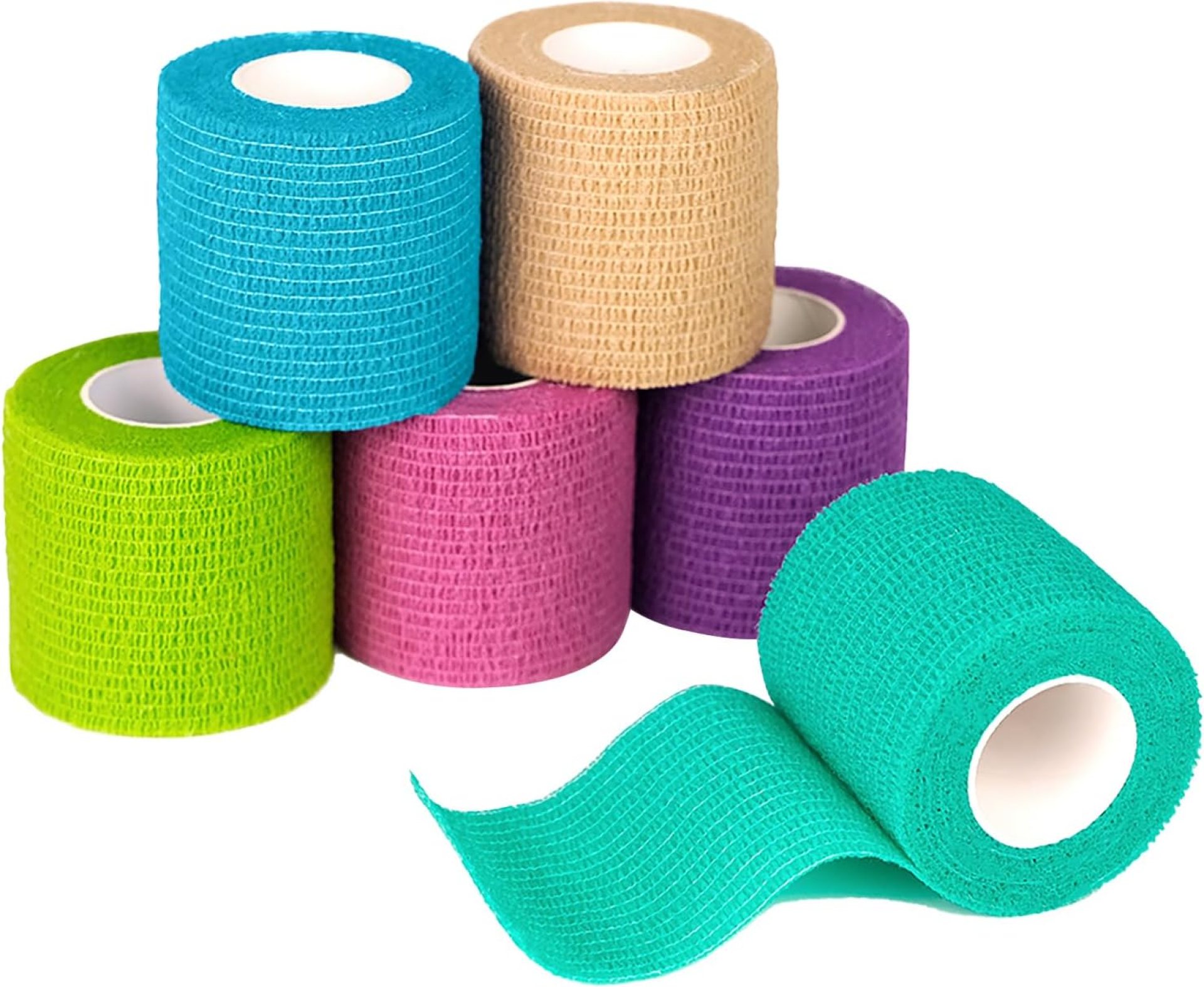 FriCARE Self Adhesive Bandage Wrap, Medical Tape in First Aid Kit, Cohesive Bandages for Wounds Sport Vet, FSA/HSA Eligible, 2 Inches X 5 Yards 6 Rolls, Rainbow FriCARE Self Adhesive Bandage Wrap, Medical Tape in First Aid Kit, Cohesive Bandages for Wounds Sport Vet, FSA/HSA Eligible, 2 Inches X 5 Yards 6 Rolls, Rainbow