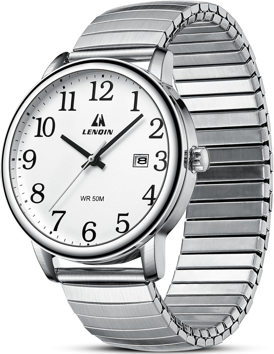 LN LENQIN Mens Watches Easy Read Analog Quartz Sport Waterproof Watch for Men with 38mm Stainless Steel Expansion Band and Glow Dial LN LENQIN Mens Watches Easy Read Analog Quartz Sport Waterproof Watch for Men with 38mm Stainless Steel Expansion Band and Glow Dial