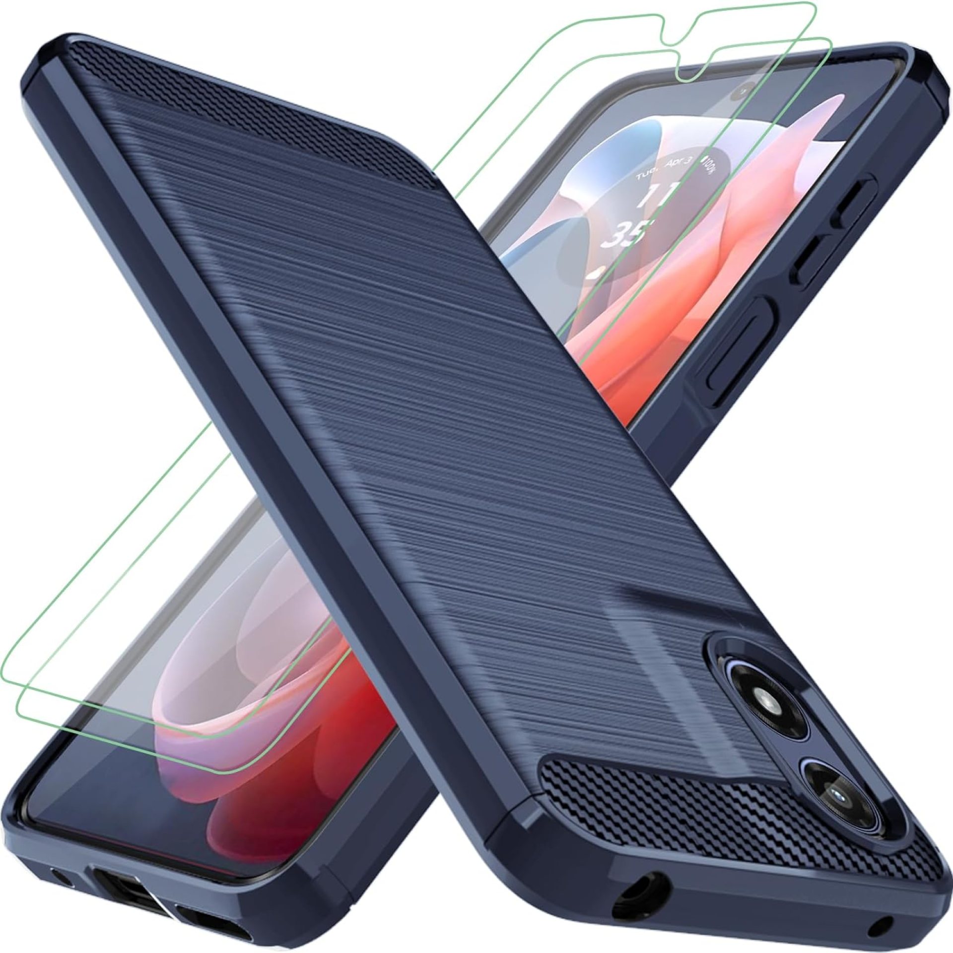 for Moto G Play 2024 Case: with 2pcs Screen Protector Shock-Absorption Flexible TPU Rubber Protective Cover for Motorola Moto G Play 2024(Navy Blue) for Moto G Play 2024 Case: with 2pcs Screen Protector Shock-Absorption Flexible TPU Rubber Protective Cover for Motorola Moto G Play 2024(Navy Blue)