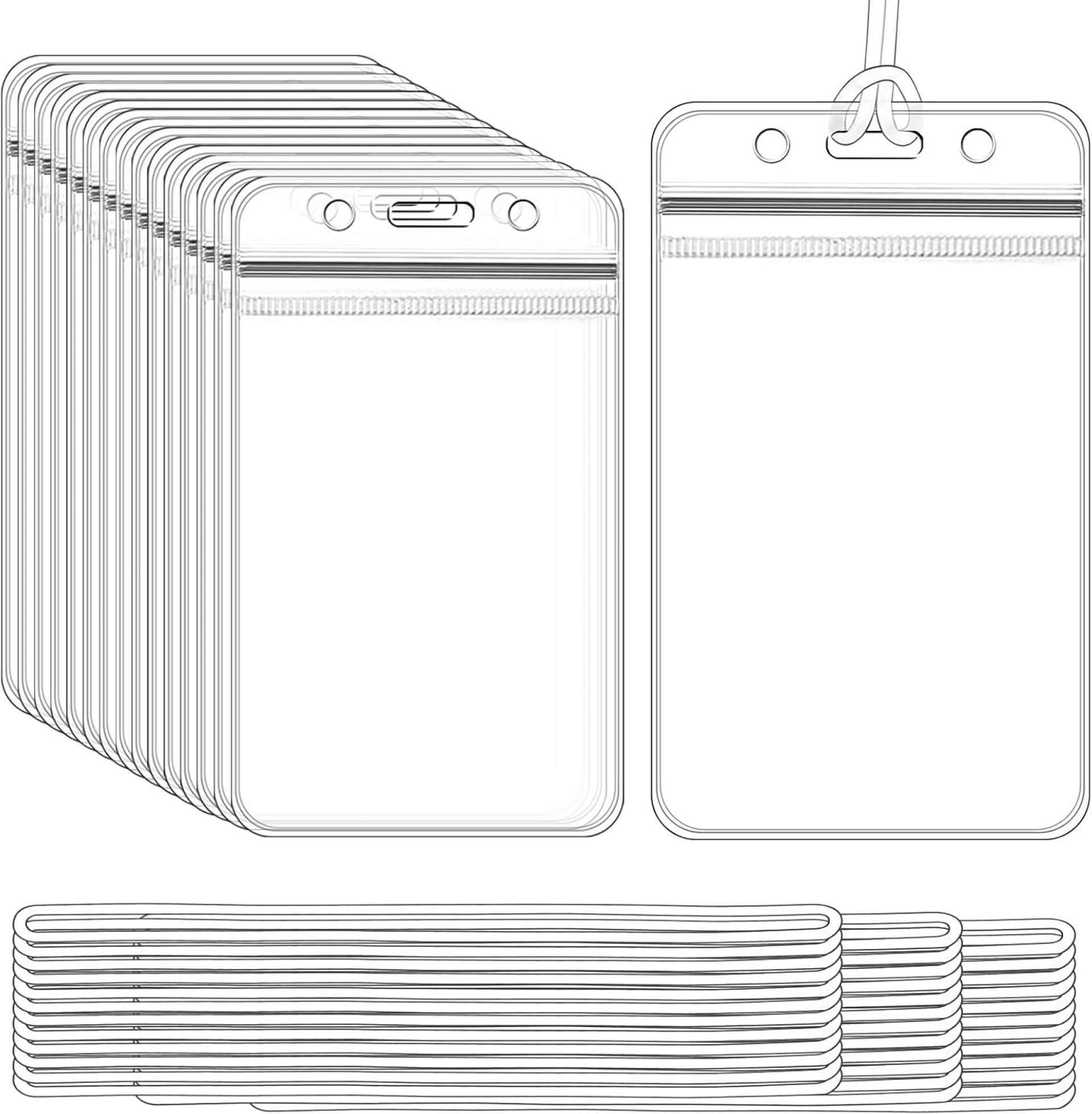 50 Pieces Plastic Holders for Luggage Tags, Badge Labels, and ID Cards with 50 Pack Luggage Tag Loop Straps for Office, Business, and Travel Supplies 50 Pieces Plastic Holders for Luggage Tags, Badge Labels, and ID Cards with 50 Pack Luggage Tag Loop Straps for Office, Business, and Travel Supplies
