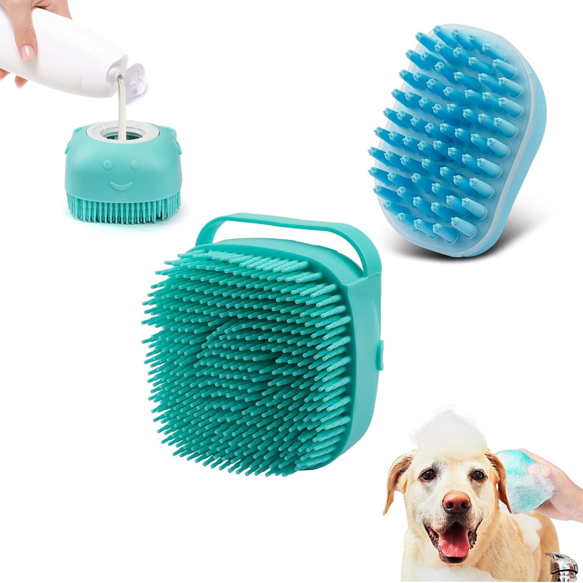 2Pack Dog Bath Brush, Soft Silicone Pet Shampoo Massage Dispenser Grooming Shower Brush for Short Long Haired Dogs and Cats Washing, ISWAYSTORE 2Pack Dog Bath Brush, Soft Silicone Pet Shampoo Massage Dispenser Grooming Shower Brush for Short Long Haired Dogs and Cats Washing, ISWAYSTORE