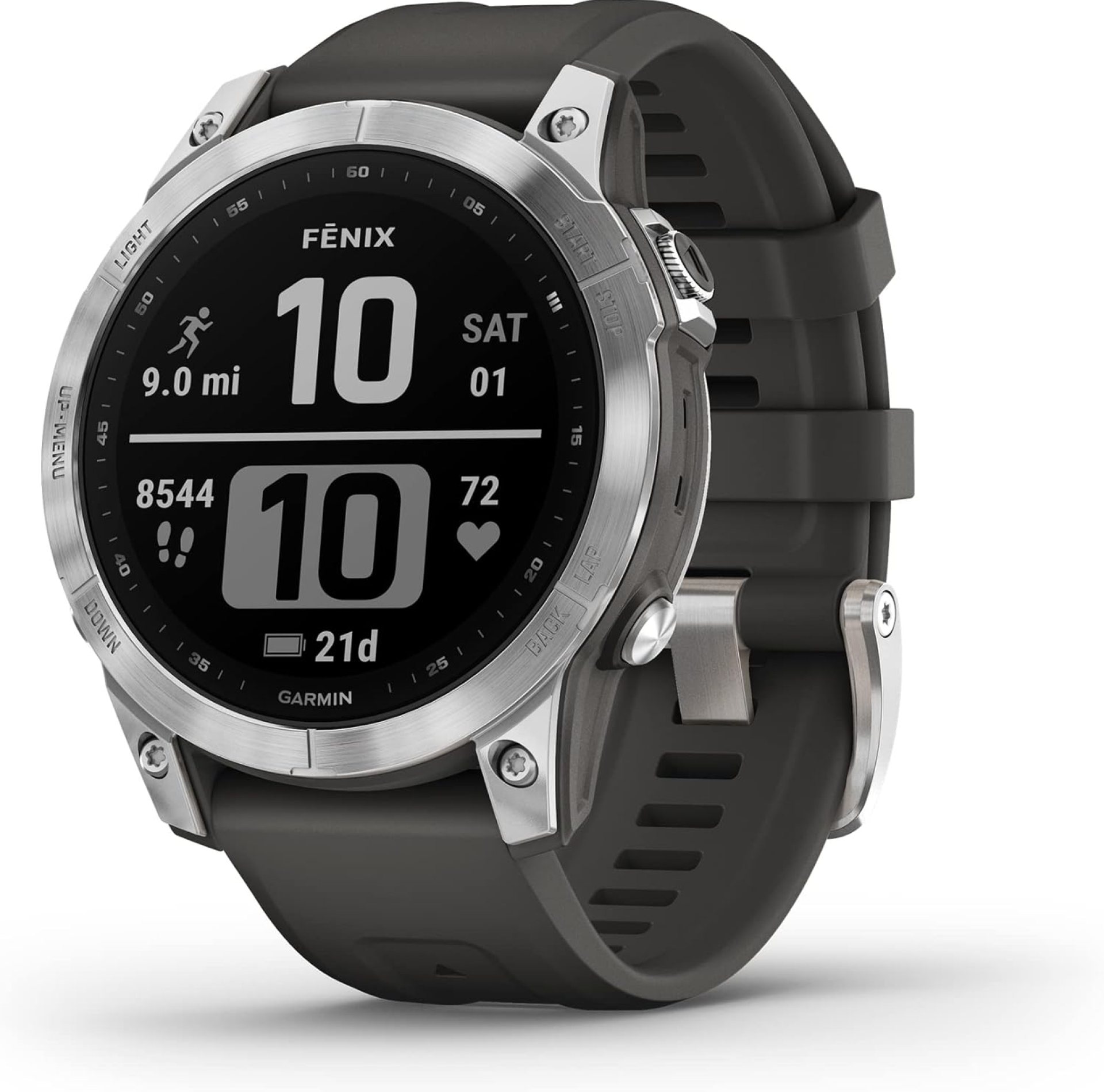 Garmin fenix 7, adventure smartwatch, rugged outdoor watch with GPS, touchscreen, health and wellness features, silver with graphite band – 010-02540-00 Garmin fenix 7, adventure smartwatch, rugged outdoor watch with GPS, touchscreen, health and wellness features, silver with graphite band – 010-02540-00