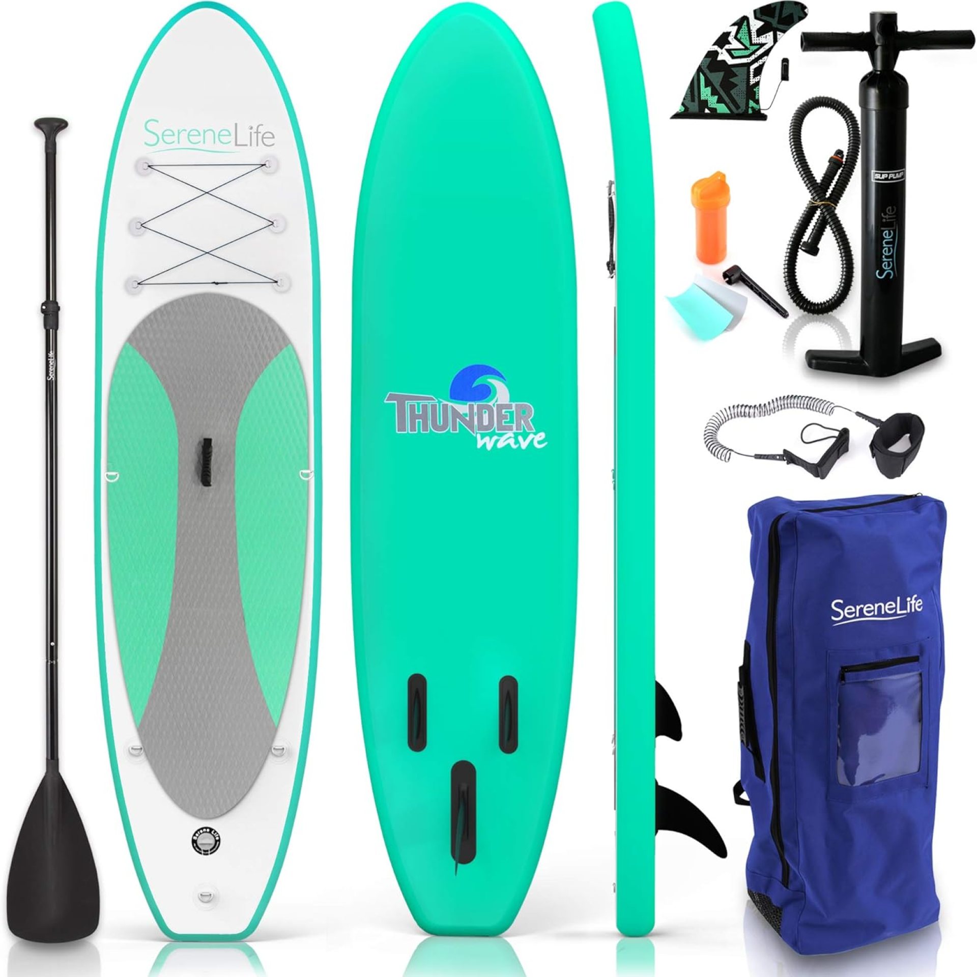 SereneLife Inflatable Stand Up Paddle Board – Wide Stable Design, Non-Slip Deck for Adults & Youth with Premium Paddle Board Accessories, Carry Bag, Dual Action Pump, Paddle, Ankle Leash SereneLife Inflatable Stand Up Paddle Board – Wide Stable Design, Non-Slip Deck for Adults & Youth with Premium Paddle Board Accessories, Carry Bag, Dual Action Pump, Paddle, Ankle Leash