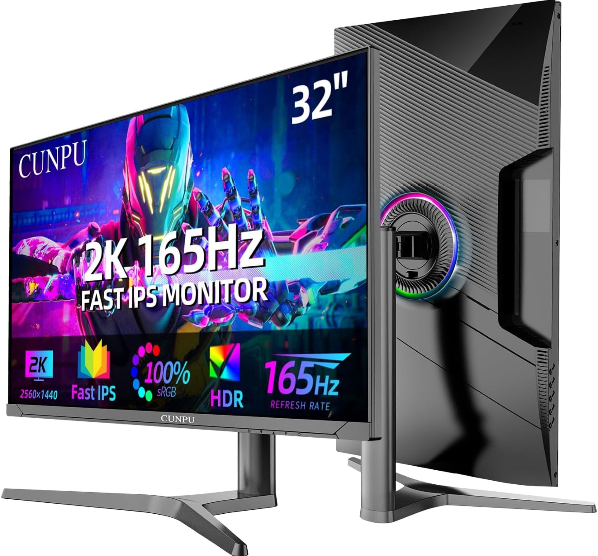 32 Inch Gaming Monitor QHD (2560 x 1440) 2K IPS Panel, 165Hz, 1ms GTG, sRGB 100%,Freesync, HDR10, VESA Mountable,Displayport, HDMI, Height/Tilt/Swivel/Pivot Adjustment, PC Monitor for Gamers 32 Inch Gaming Monitor QHD (2560 x 1440) 2K IPS Panel, 165Hz, 1ms GTG, sRGB 100%,Freesync, HDR10, VESA Mountable,Displayport, HDMI, Height/Tilt/Swivel/Pivot Adjustment, PC Monitor for Gamers