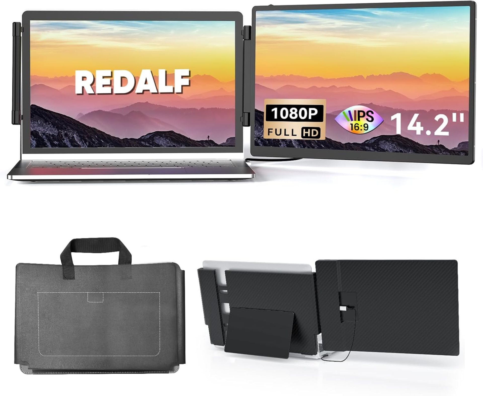 Redalf Portable Monitor 14.2” FHD 1080P FHD IPS USB C HDMI Laptop Screen Extender IPS Display Speakers, Plug&Play, External Monitor for Laptop 13-16.1″ PC Mac Chrome (14.2 inch) Redalf Portable Monitor 14.2” FHD 1080P FHD IPS USB C HDMI Laptop Screen Extender IPS Display Speakers, Plug&Play, External Monitor for Laptop 13-16.1″ PC Mac Chrome (14.2 inch)