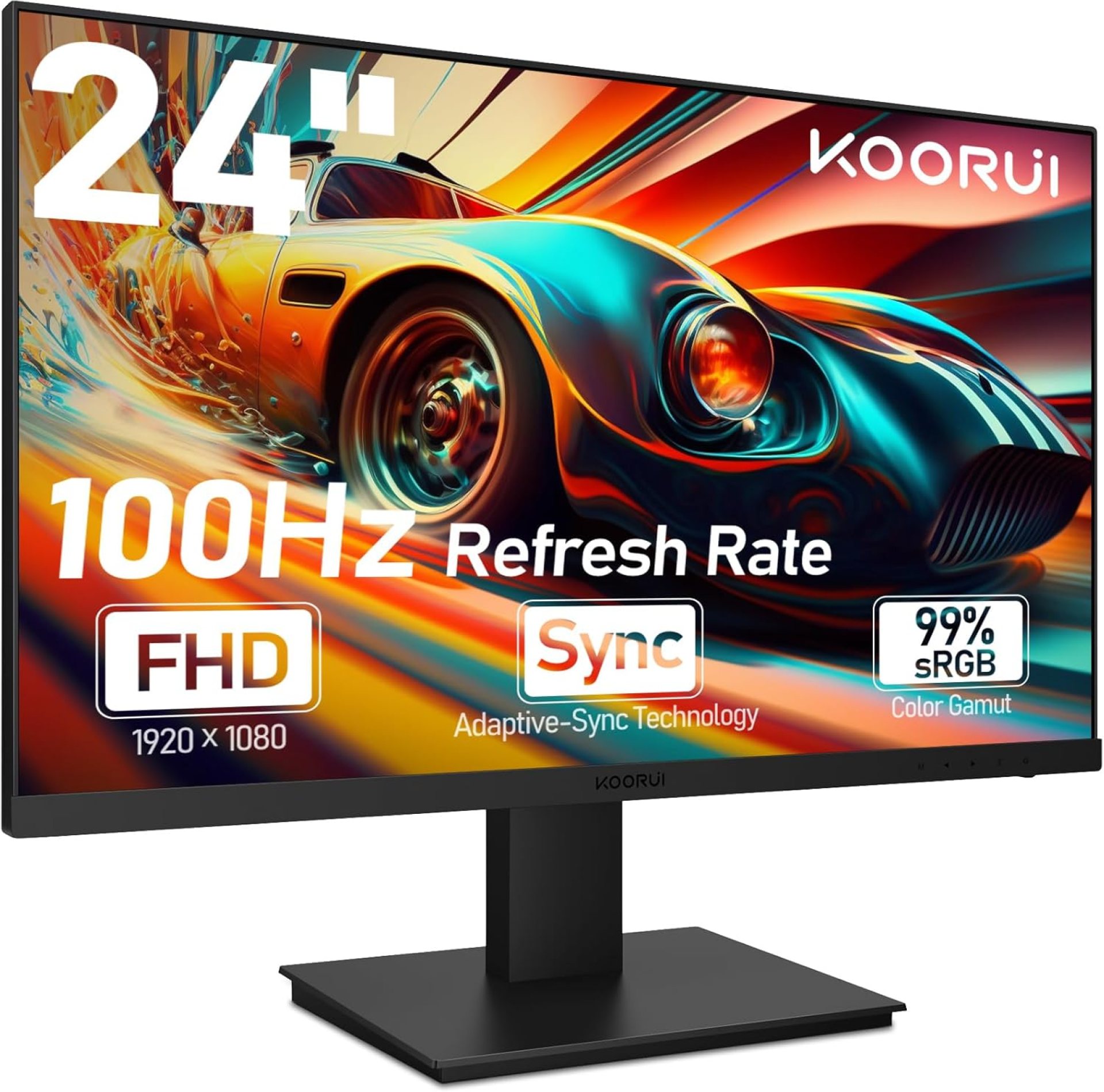 KOORUI 24 inch Computer Gaming Monitor FHD 1920 x 1080p, 100Hz PC Monitor Adaptive Sync Compatible, Ultra-Slim Bezels, VESA Mountable, Adjustable Tilt, HDMI/VGA Ports KOORUI 24 inch Computer Gaming Monitor FHD 1920 x 1080p, 100Hz PC Monitor Adaptive Sync Compatible, Ultra-Slim Bezels, VESA Mountable, Adjustable Tilt, HDMI/VGA Ports