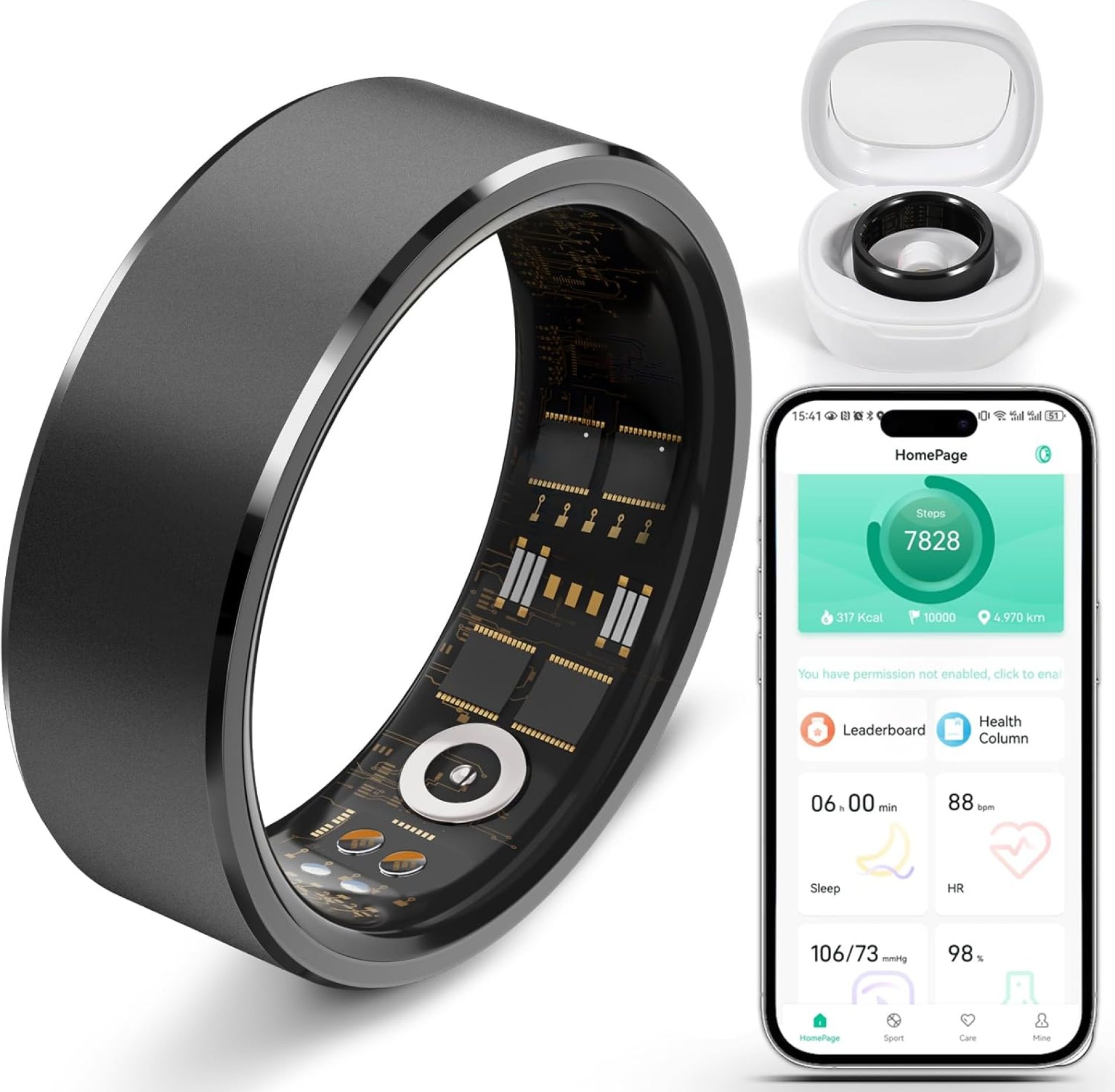 Smart Ring Fitness Tracker Ring for Men Women – Health Heart Rate Ring with Motion Tracking, Sleep Monitor, and Oximetry, No Subscription Fee, Family Care, Remote Photography, IP68 Waterproof(9#) Smart Ring Fitness Tracker Ring for Men Women – Health Heart Rate Ring with Motion Tracking, Sleep Monitor, and Oximetry, No Subscription Fee, Family Care, Remote Photography, IP68 Waterproof(9#)