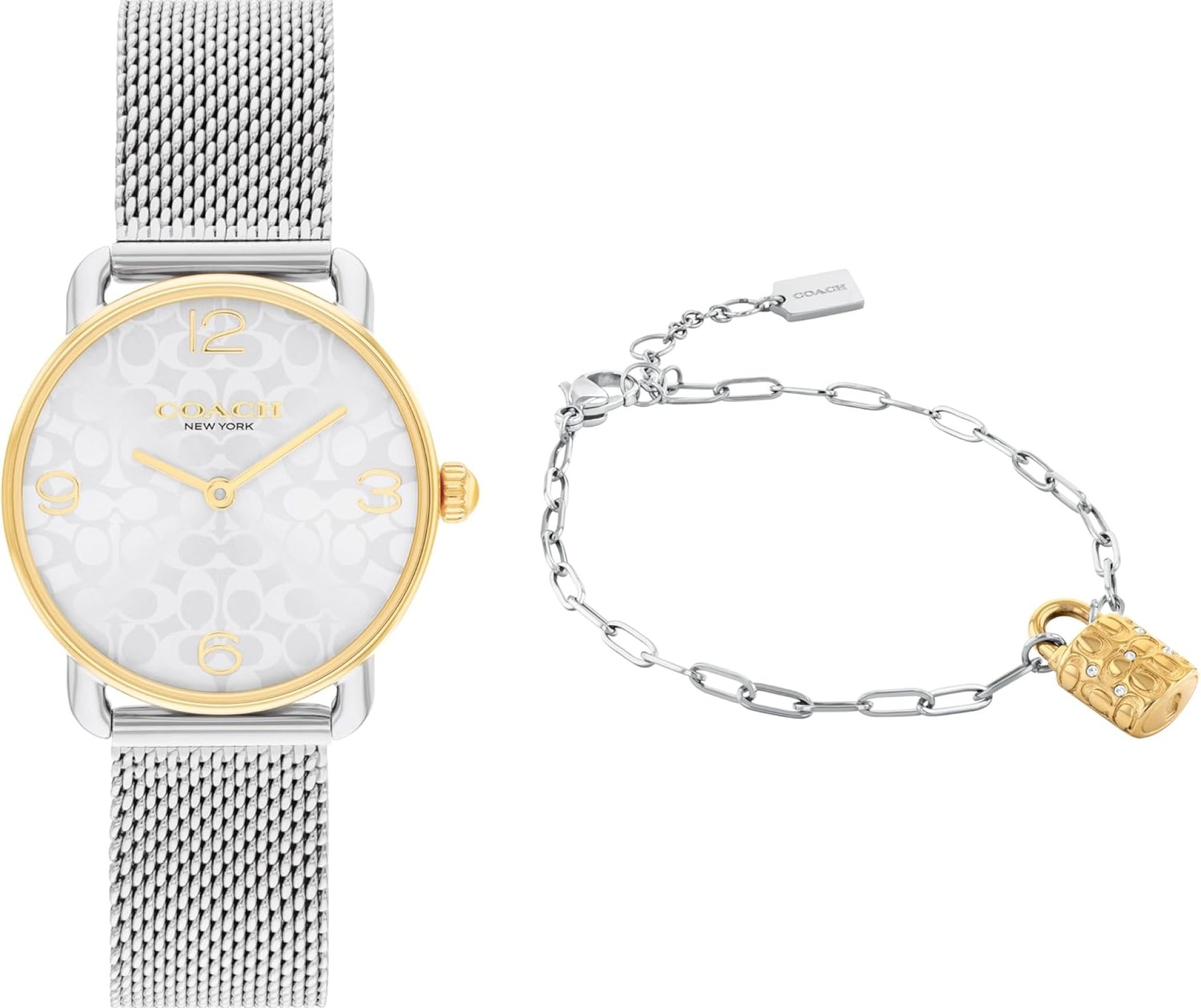 Coach Elliot Women’s Watch and Jewelry Gift Set – Adjustable Slider Bracelet Signature Charm – 2H Quartz Watch – Mesh Bracelet – 3ATM Water Resistant – Designed for Day or Night – 28mm Coach Elliot Women’s Watch and Jewelry Gift Set – Adjustable Slider Bracelet Signature Charm – 2H Quartz Watch – Mesh Bracelet – 3ATM Water Resistant – Designed for Day or Night – 28mm