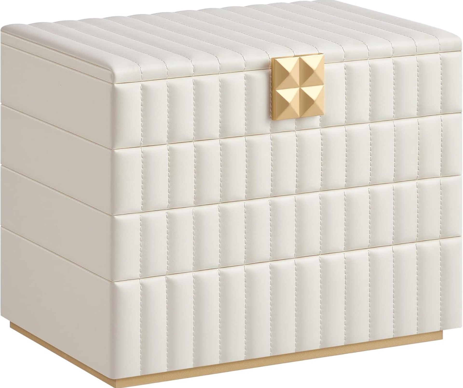 SONGMICS HOME Stackable Jewelry Box with Mirror, 4-Tier Jewelry Storage Organizer, PU Surface with Stitching, Floating Effect, 6.7 x 11 x 8 Inches, Cloud White, ANAH Collection UJBC181W01 SONGMICS HOME Stackable Jewelry Box with Mirror, 4-Tier Jewelry Storage Organizer, PU Surface with Stitching, Floating Effect, 6.7 x 11 x 8 Inches, Cloud White, ANAH Collection UJBC181W01