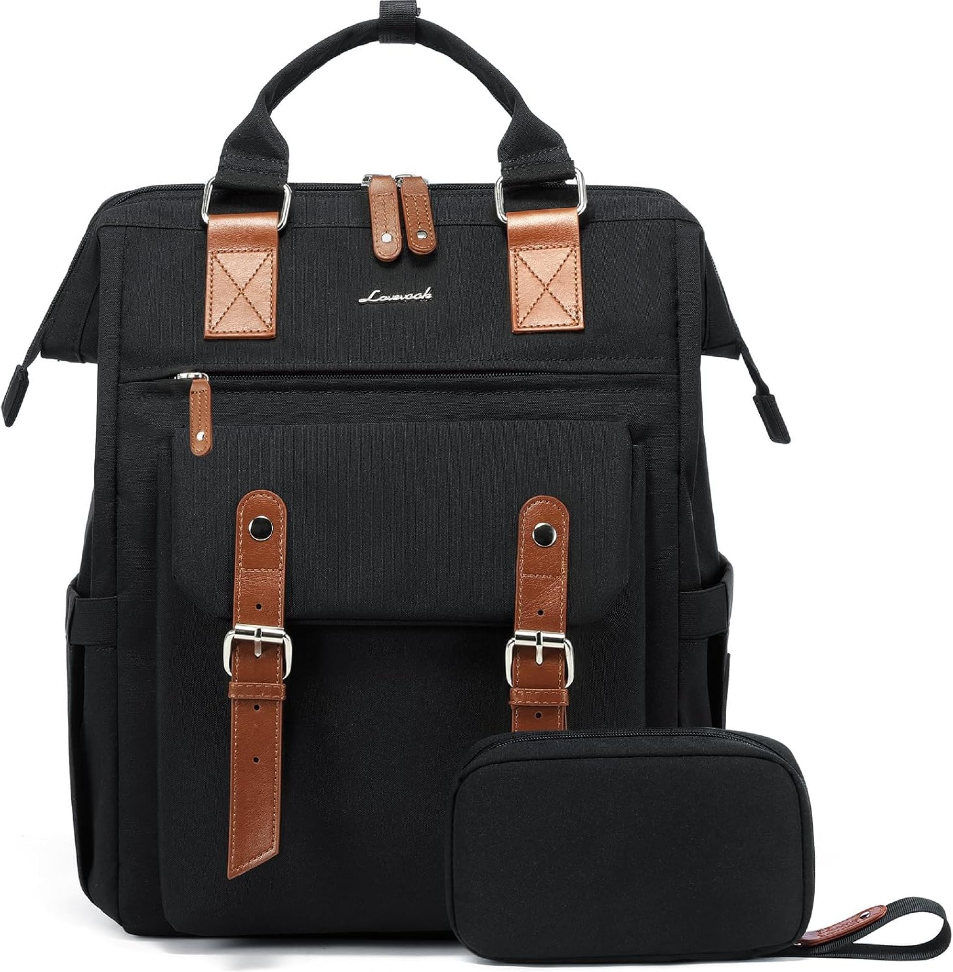 LOVEVOOK Laptop Backpack for Women Work Travel Backpack Purse, Commuter Business Computer Bag Teacher Nurse Bags, College School Backpack Student Bookbag with Multi-Pockets, 15.6 Inch, Black-brown LOVEVOOK Laptop Backpack for Women Work Travel Backpack Purse, Commuter Business Computer Bag Teacher Nurse Bags, College School Backpack Student Bookbag with Multi-Pockets, 15.6 Inch, Black-brown