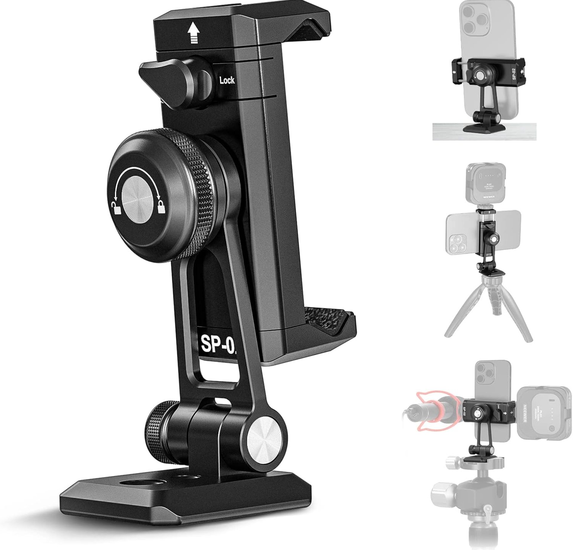 NEEWER Metal Phone Tripod Mount Adapter with Arca QR Base, Cold Shoe, 360° Swivel 180° Tilt, Phone Holder Compatible with iPhone 15 Pro Max Galaxy S24 NEEWER Metal Phone Tripod Mount Adapter with Arca QR Base, Cold Shoe, 360° Swivel 180° Tilt, Phone Holder Compatible with iPhone 15 Pro Max Galaxy S24