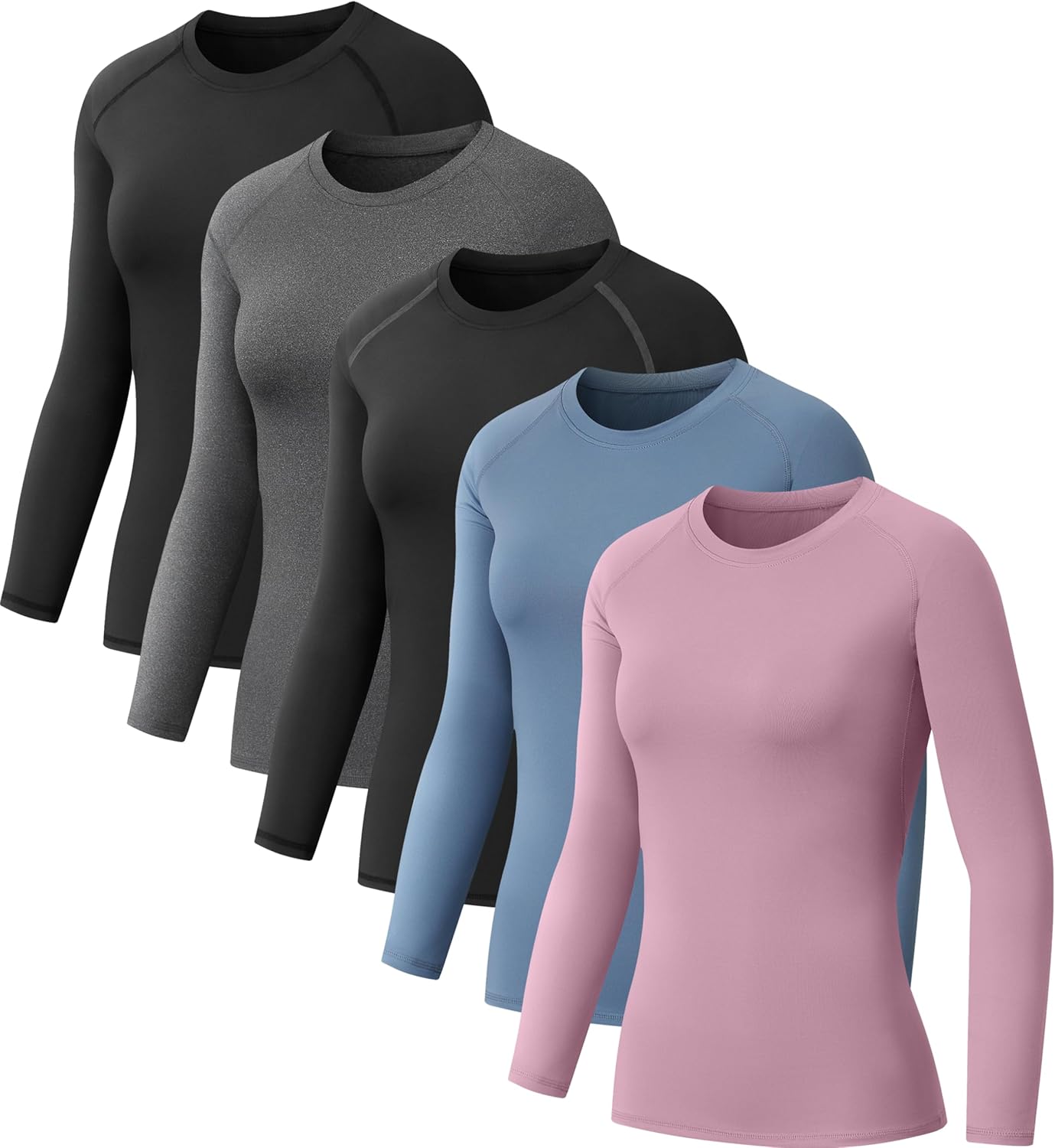 5 Pack Women’s Compression Shirt Long Sleeve Workout Tops Athletic Baselayer Quick Dry Gym Yoga Running T-Shirt 5 Pack Women’s Compression Shirt Long Sleeve Workout Tops Athletic Baselayer Quick Dry Gym Yoga Running T-Shirt