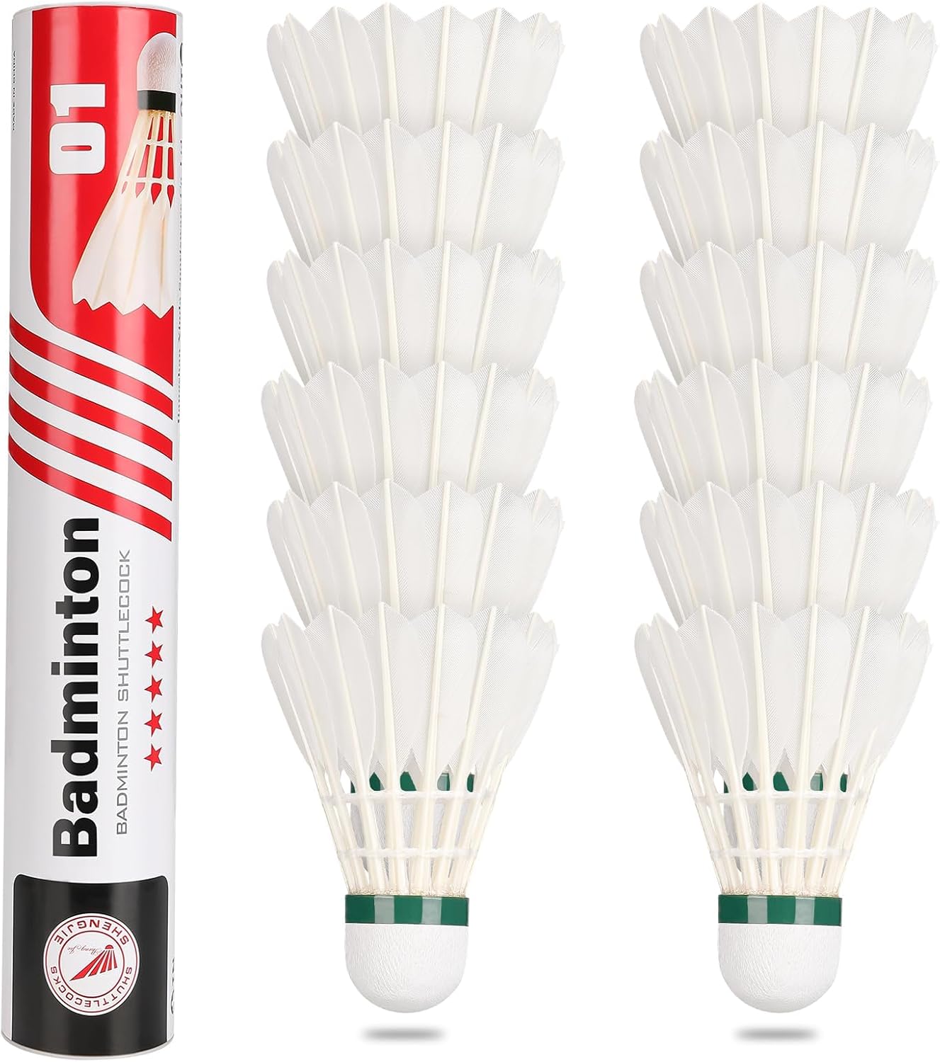 Goose Feather Badminton Shuttlecocks Birdies, 12 Pack Hight Speed Training Badminton Balls with Great Stability for Indoor Outdoor Sports Goose Feather Badminton Shuttlecocks Birdies, 12 Pack Hight Speed Training Badminton Balls with Great Stability for Indoor Outdoor Sports