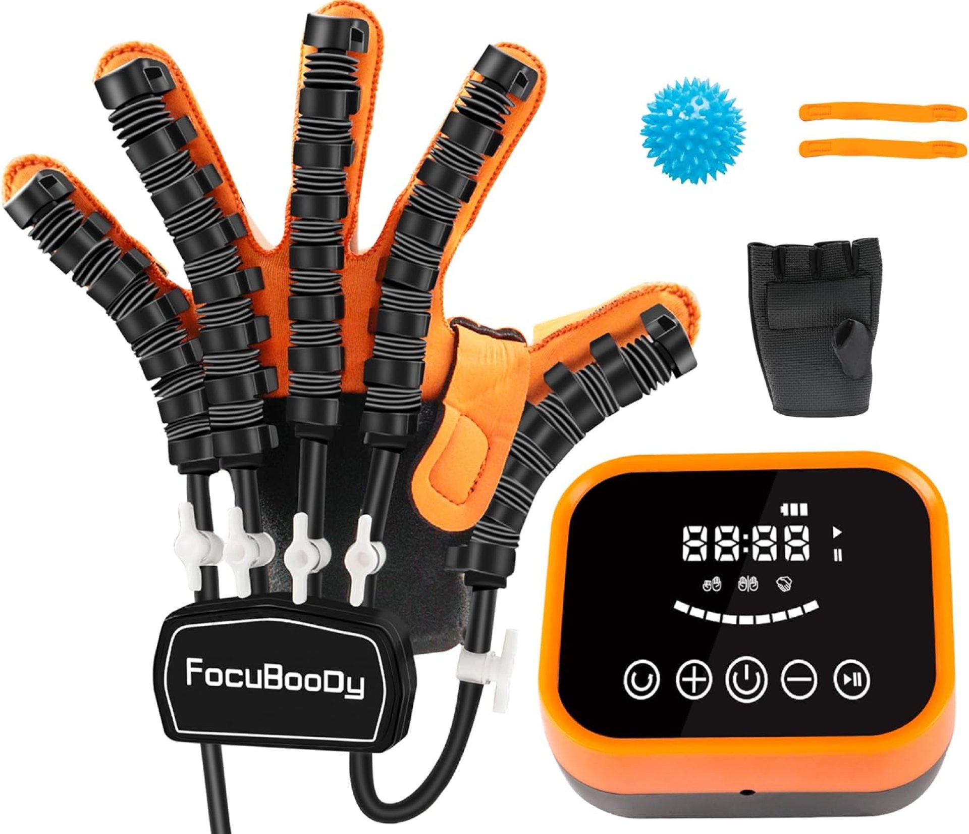 Rehabilitation Robot Gloves Equipment for Stroke Recovery, Hand Strength Exercise, and Adaptive Training Hemiplegic with USB Chargeable Orange (Size M,Left Hand) Rehabilitation Robot Gloves Equipment for Stroke Recovery, Hand Strength Exercise, and Adaptive Training Hemiplegic with USB Chargeable Orange (Size M,Left Hand)